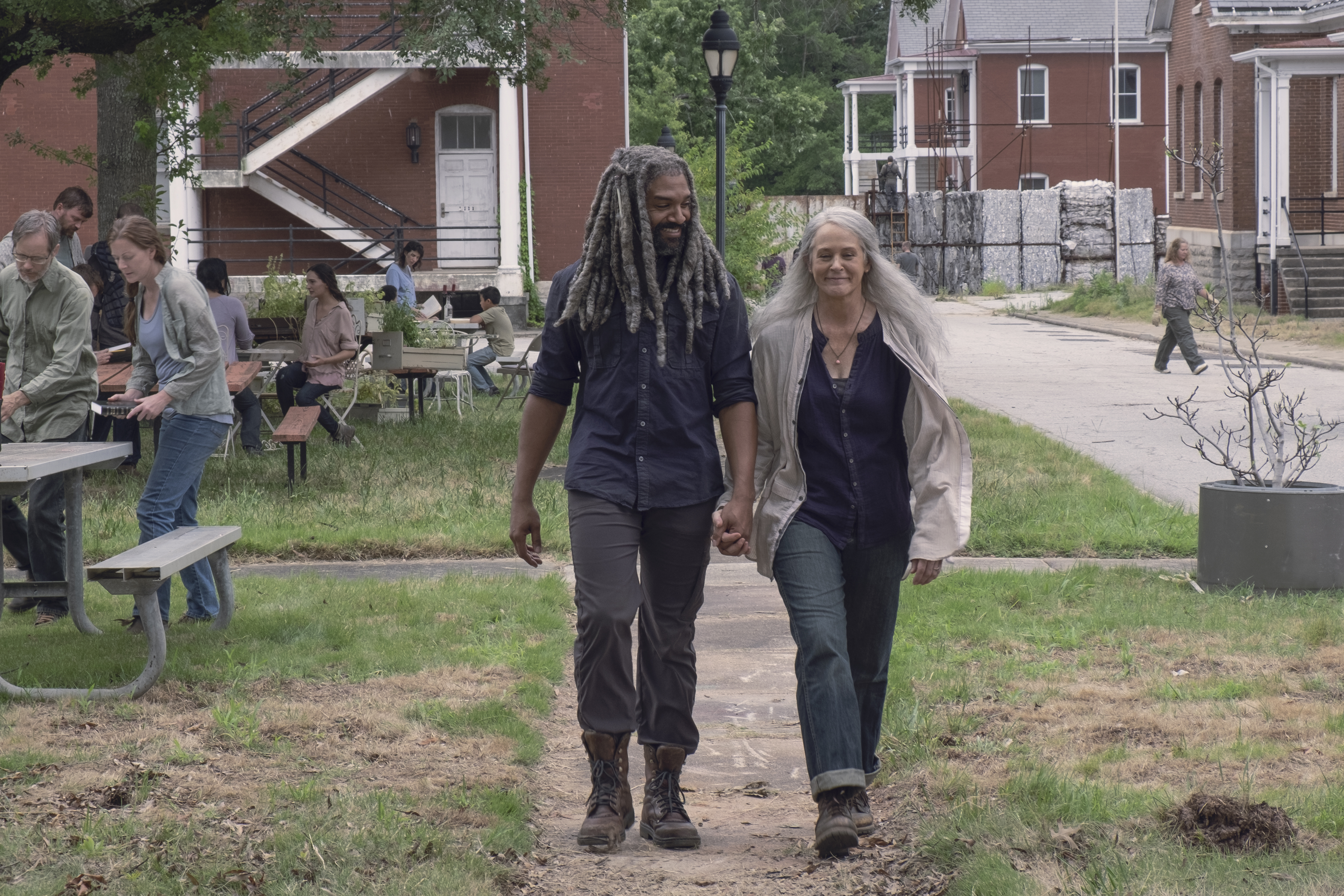 Khary Payton as Ezekiel, Melissa McBride as Carol Peletier - The Walking Dead _ Season 9, Episode 6 - Photo Credit: Gene Page/AMC