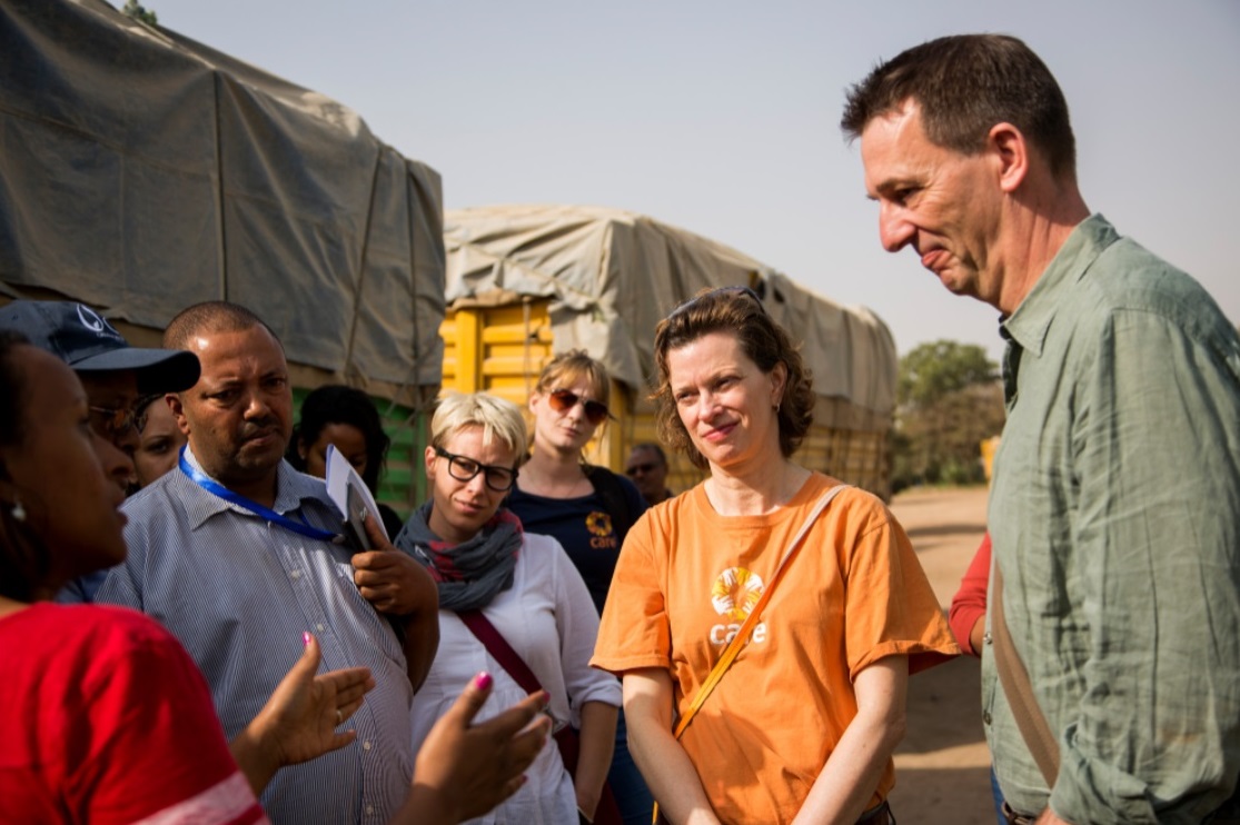 Michelle Nunn, CEO of CARE USA, second from right, during a visit to Ethiopia. Terhas Berhe/CARE