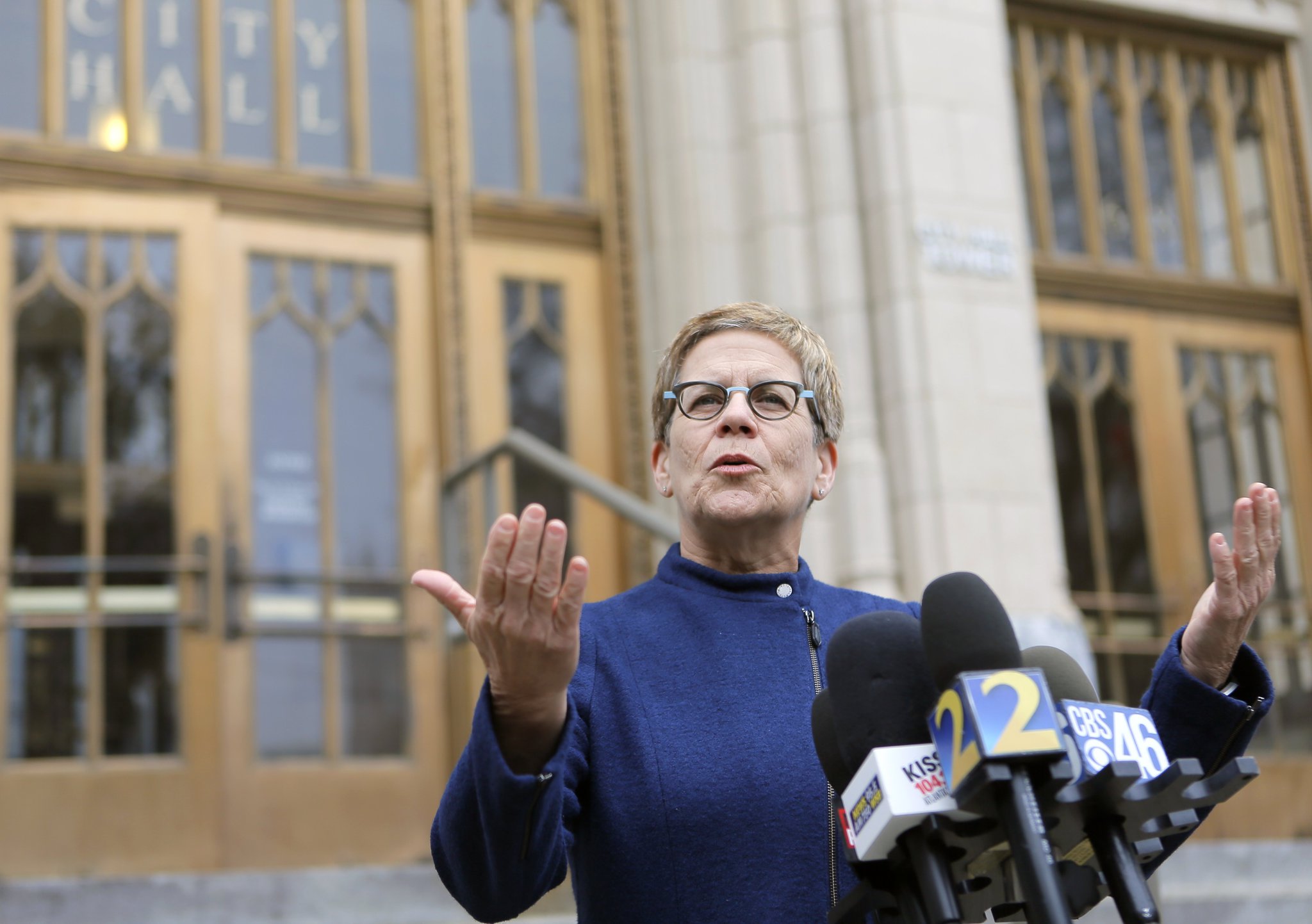 11/29/17 - Atlanta - At a press conference in front of city hall, former mayoral candidate Cathy Woolard said she will vote for City Councilwoman Mary Norwood over City Councilwoman Keisha Lance Bottoms in the Dec. 5 runoff, giving Norwood a major shot in the arm for her campaign. BOB ANDRES /BANDRES@AJC.COM