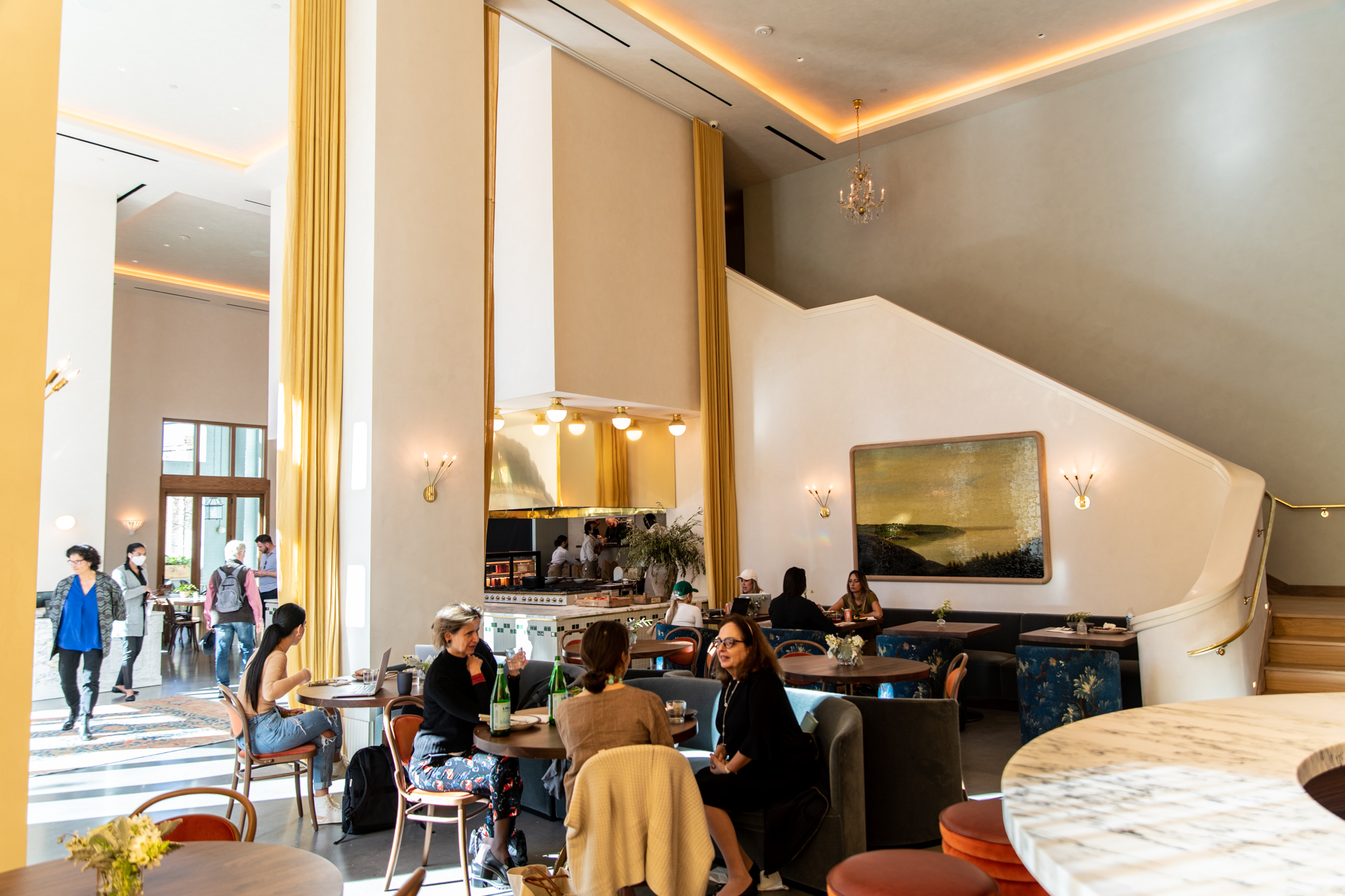 Natural light gives Le Bon Nosh's dining area a warm, inviting atmosphere. Mia Yakel for The Atlanta Journal-Constitution