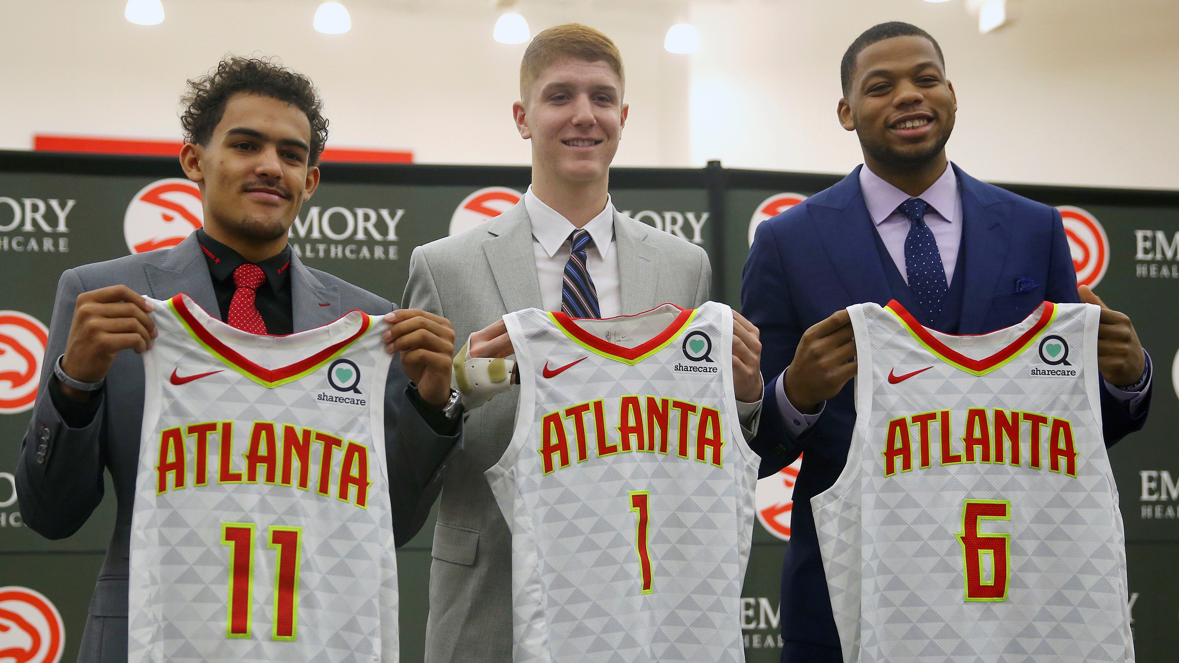 Trae Young rings in Falcons season with custom jersey