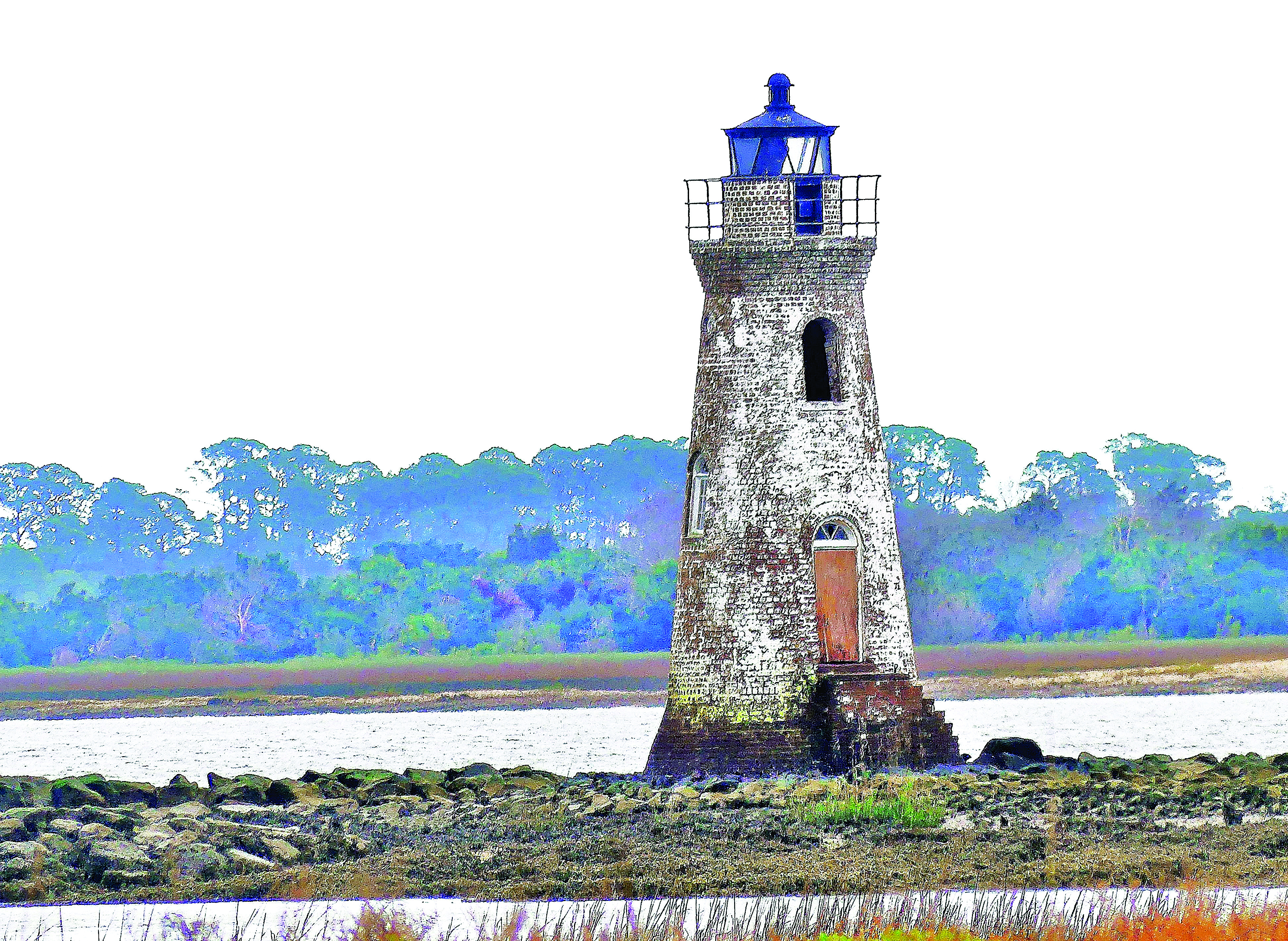 Cockspur Island Lighthouse, made of Savannah gray brick, is Georgia’s smallest lighthouse.