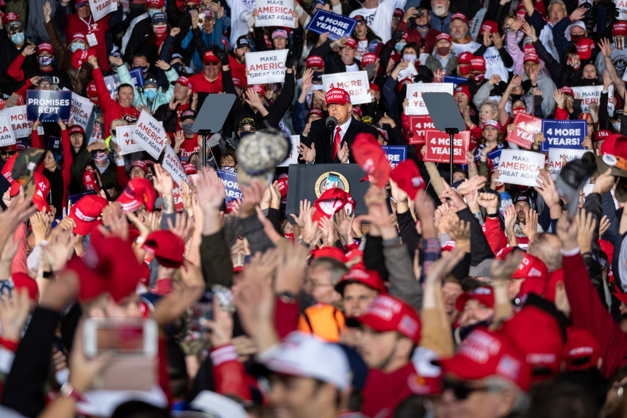President Donald Trump held a rally Sunday evening in Rome, executing a key step in his strategy to drive up the vote in Georgia's rural areas, much like he did in 2016. Ben Gray for the Atlanta Journal-Constitution