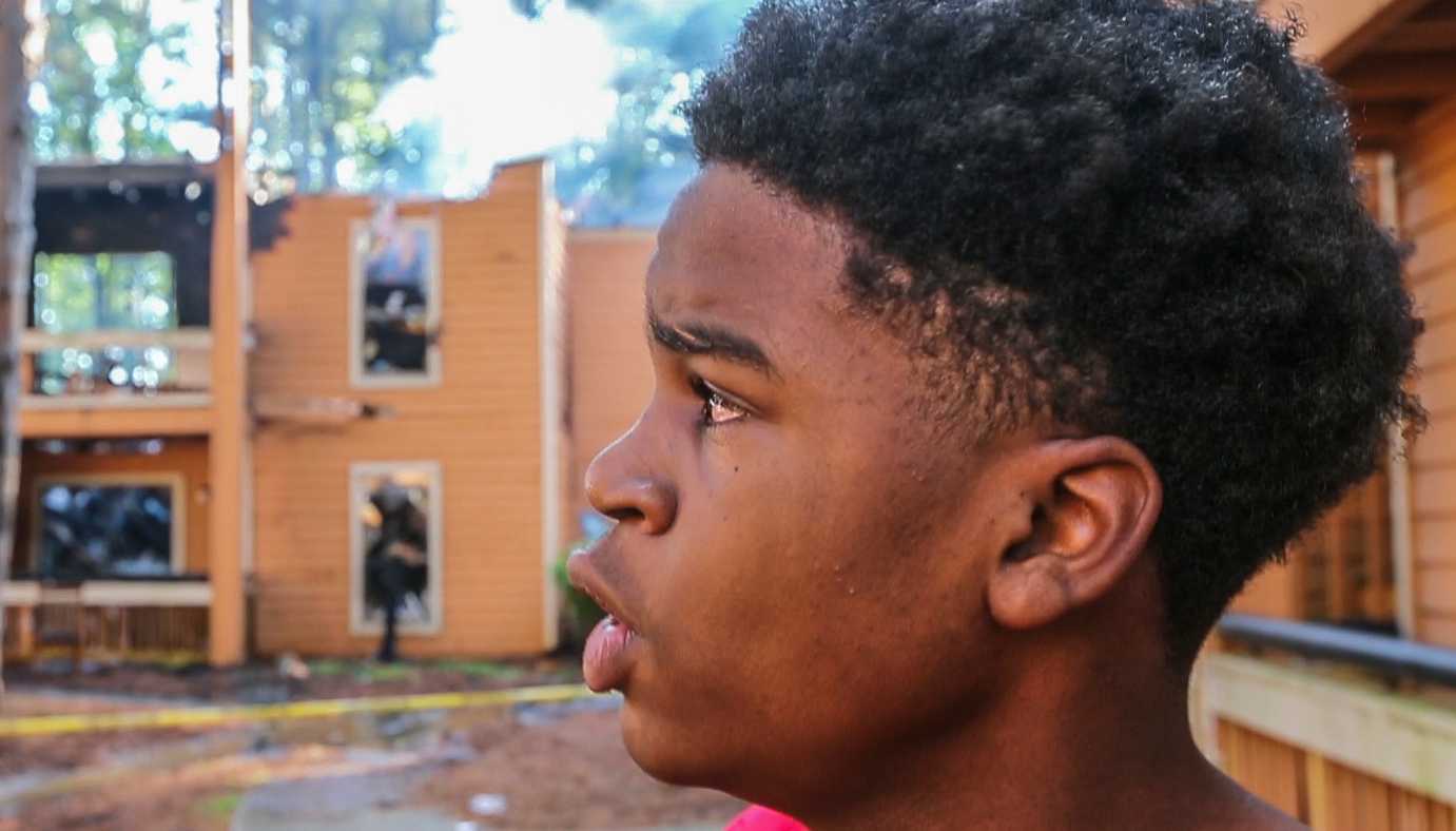 Antonio Senior, 15, is credited with saving a woman,who was forced to take the leap moments before the building in the 2000 block of Ficus Court collapsed on Friday, April 27, 2018. “She was scared,” he said. “She was shaking and said, ‘Thank you! Thank you!’”