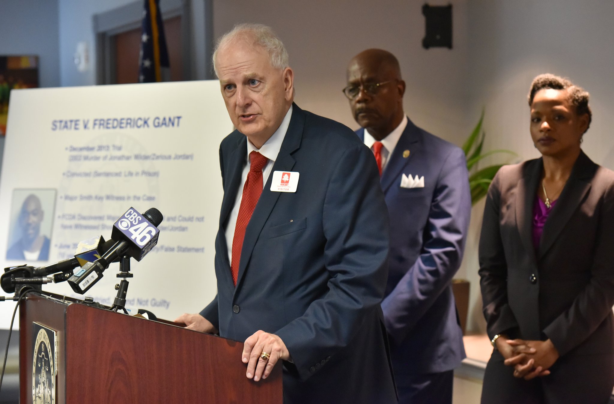 Former Georgia Gov. Roy Barnes speaks as Fulton County District Attorney Paul Howard (center) and Melissa Redmon (right), a University of Georgia School of Law professor, listen during a news conference to announce the creation of a Conviction Integrity Unit at the Fulton County district attorney’s office on Tuesday, May 7, 2019. Barnes and Redmon will serve as consultants to the Conviction Integrity Unit.