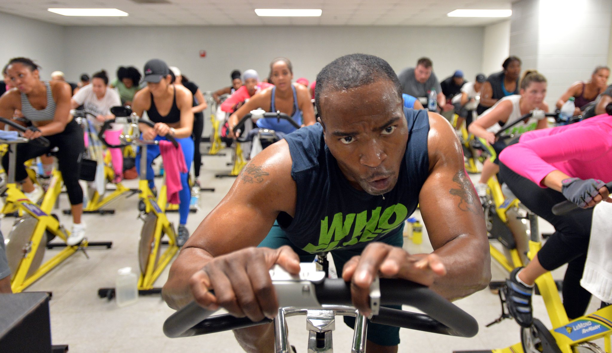 Cycling class taking names dropping pounds