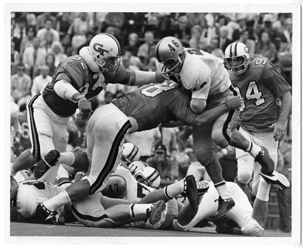 Game action from a Georgia Tech game in 1971 against Army. (Georgia Tech Photograph Collection)