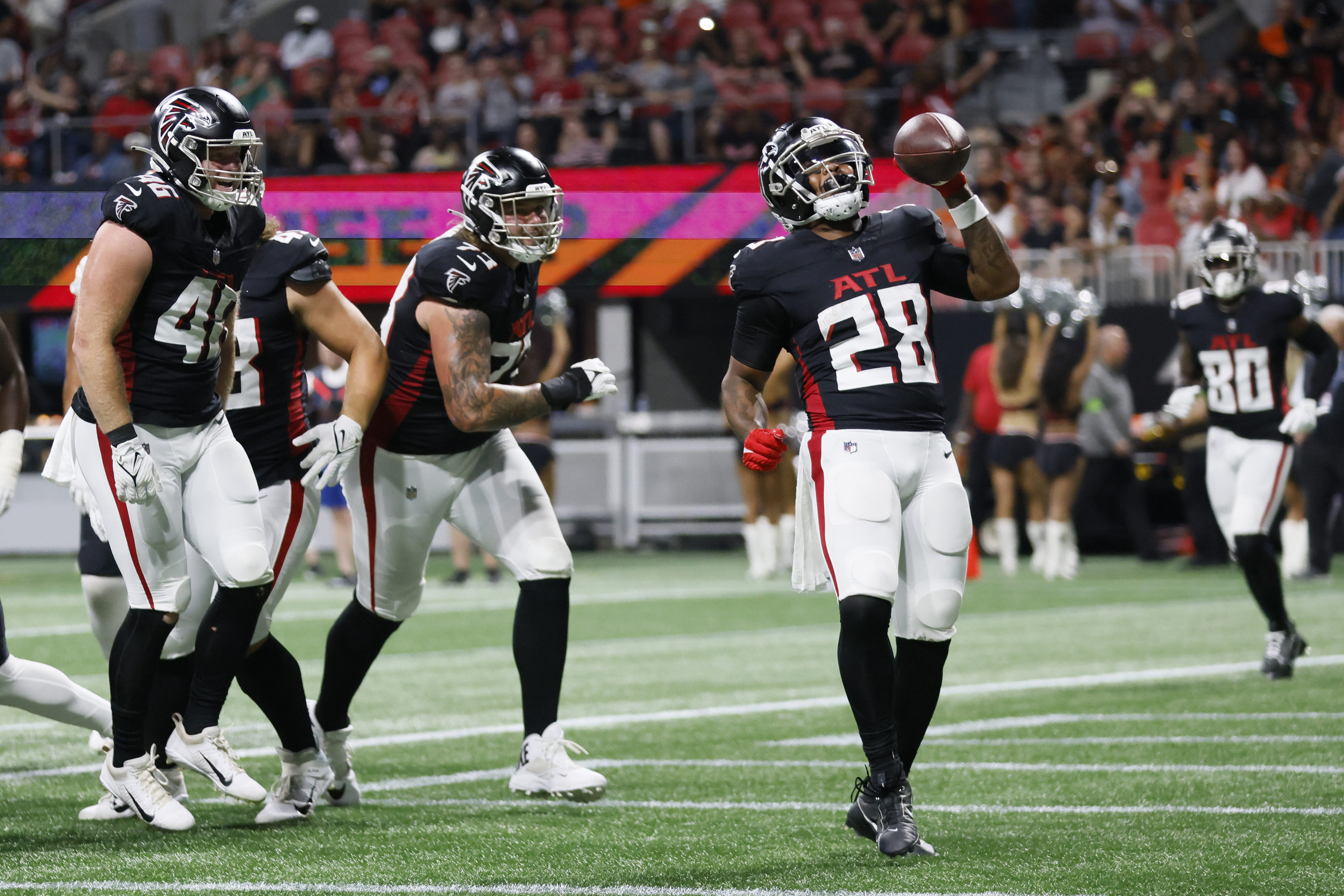 Falcons' playtime percentage breakdown vs. Bengals