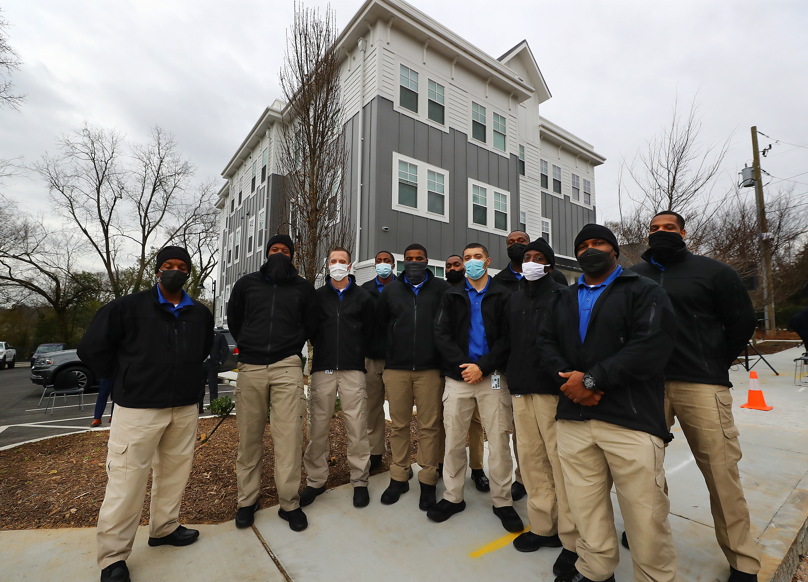 020222 Atlanta: The recently recruited APD class 274 arrive for the ribbon cutting of Unity Place, which is being called the nation's first apartment complex for Atlanta Police recruits on Wednesday, Feb. 2, 2022, in Atlanta. “Curtis Compton / Curtis.Compton@ajc.com”`