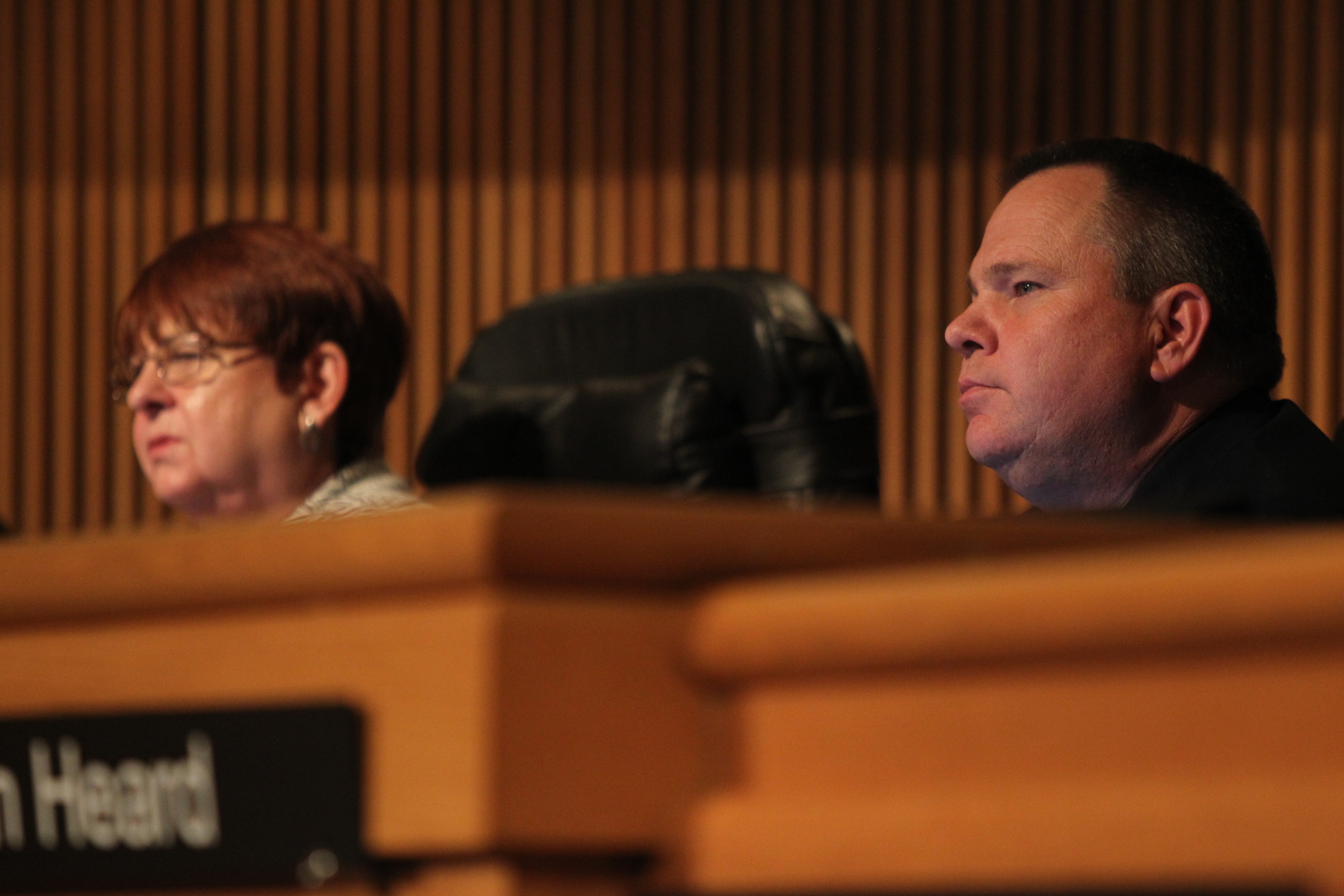 Gwinnett County Commission Chairman Charlotte Nash (left) and Commissioner Tommy Hunter on January 17, 2017. Nash wrote a letter to U.S. Rep. John Lewis, apologizing to him on the board’s behalf after Hunter called Lewis a “racist pig” on Facebook.