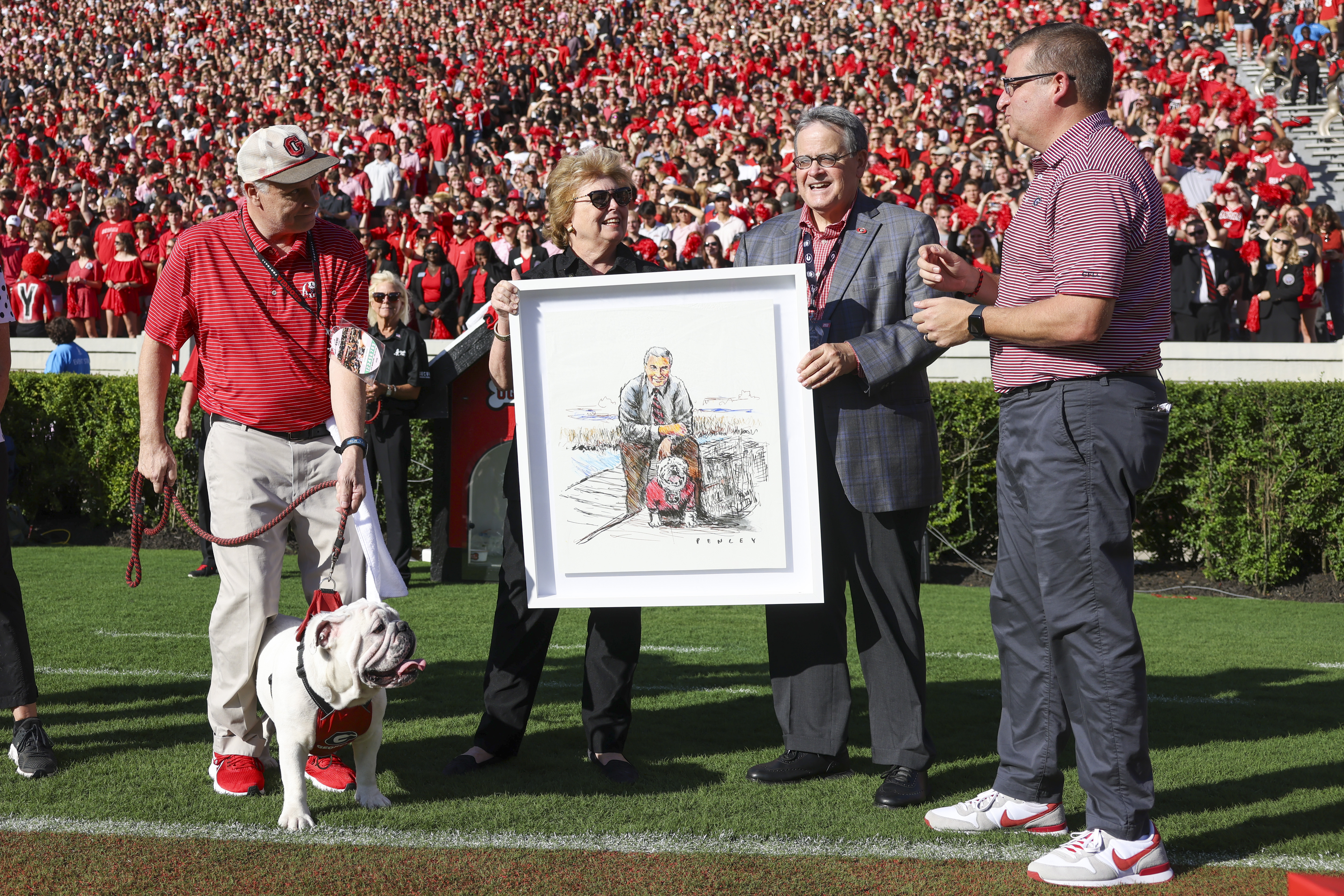 Uga XI, a puppy named Boom, was introduced at the Georgia spring game