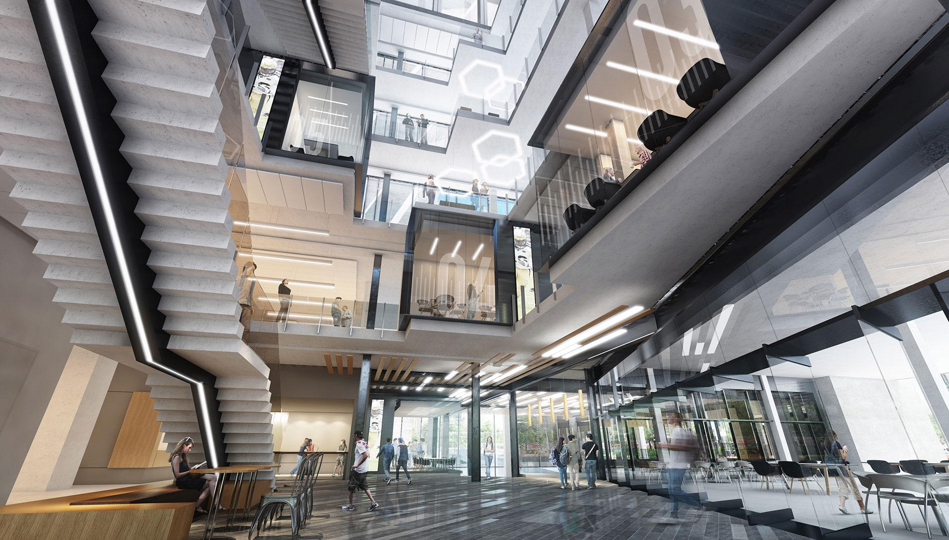 A rendering of the interior of the planned renovation of the Edge Center, Georgia Tech's athletic headquarters (Georgia Tech Athletics)