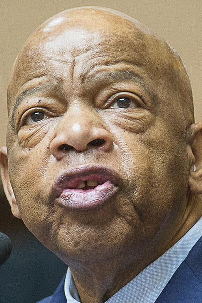 04/08/2019 -- Atlanta, Georgia -- Congressman John Lewis speaks during his art exhibit tribute in the atrium of the domestic terminal at Atlanta's Hartsfield Jackson International Airport, Monday, April 8, 2019. The art exhibit "John Lewis-Good Trouble" was unveiled Monday with historical artifacts, audio and visual installations and tributes to the congressman. (ALYSSA POINTER/ALYSSA.POINTER@AJC.COM)