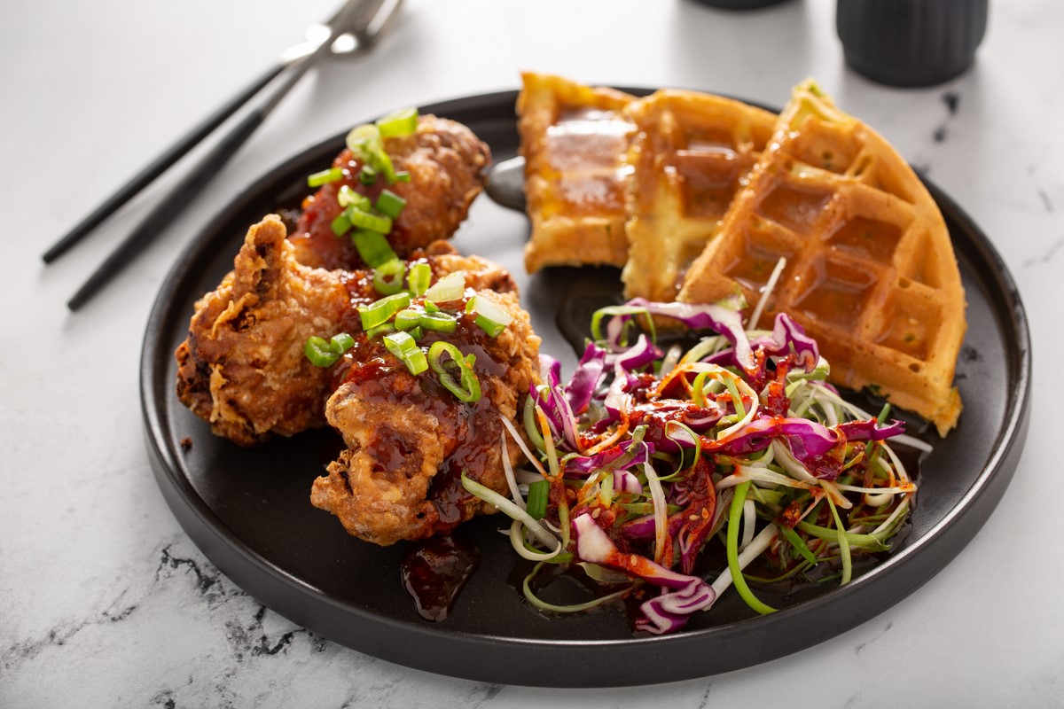 Mukja Korean Fried Chicken serves an Atlanta classic — chicken and waffles — with a Korean spin. / Credit: Elena Veselova / veselovaphoto.com