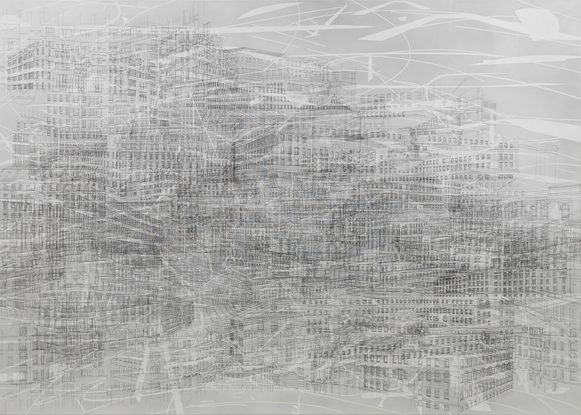 Julie Mehretu's "Berliner Plätze," (2009), ink and acrylic on canvas.
Courtesy of Kristopher McKay/copyright Julie Mehretu, Solomon R. Guggenheim Foundation, New York.