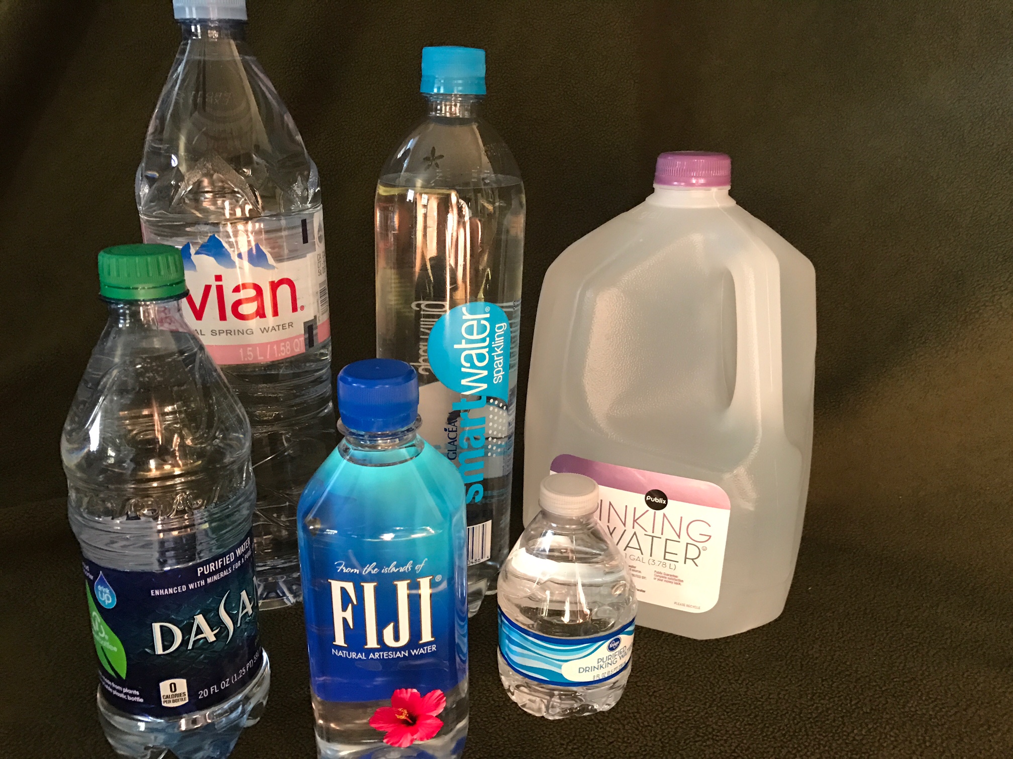 Are each of these sealed water bottles permitted at SunTrust park? It is unclear whether the policy limits the size of the permitted single water bottle per ticket holder. / Photo by Ligaya Figueras
