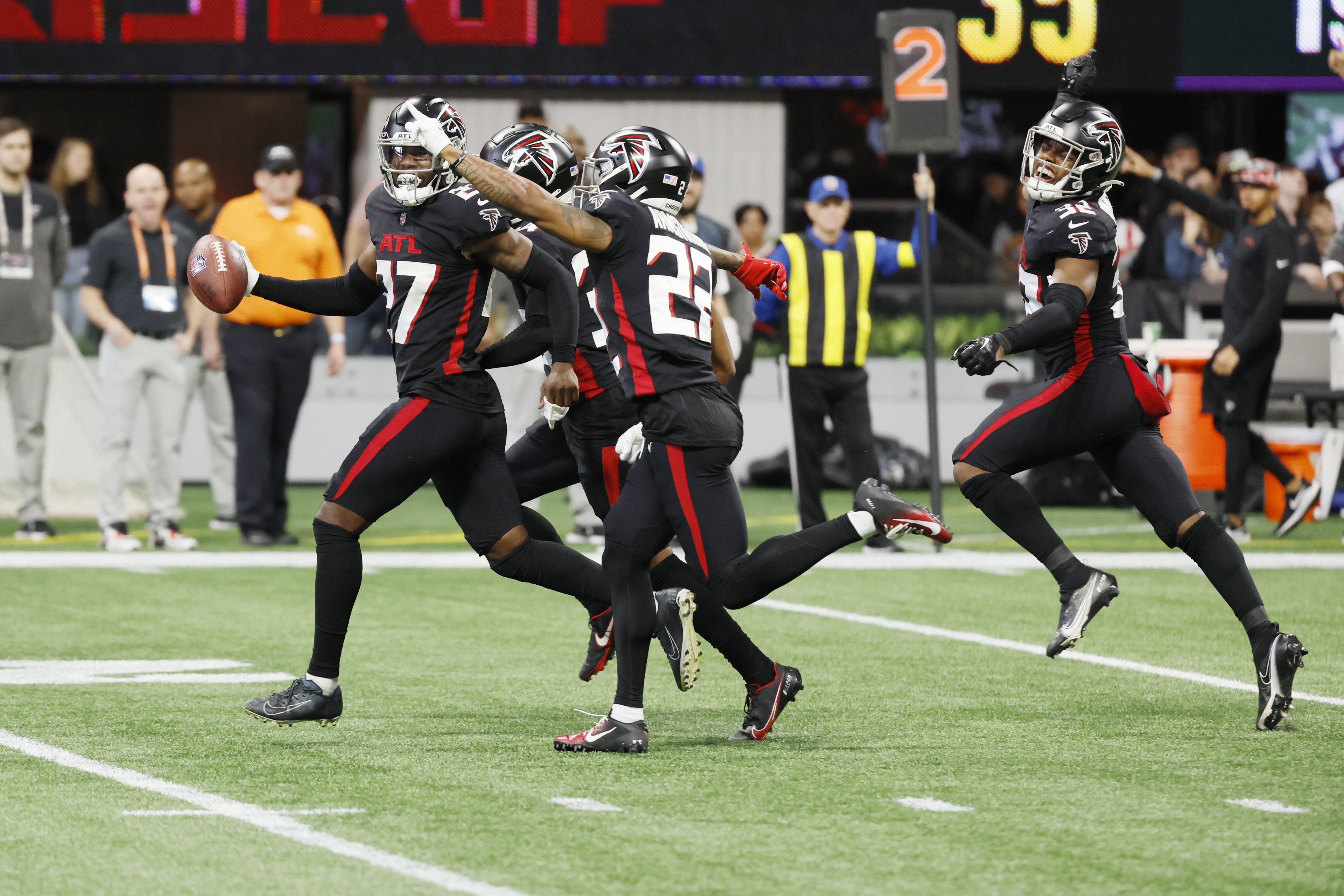 FILE - Atlanta Falcons running back Cordarrelle Patterson runs on his way  to scoring a touchdown during the first half of an NFL football game  against the Seattle Seahawks on Sept. 25