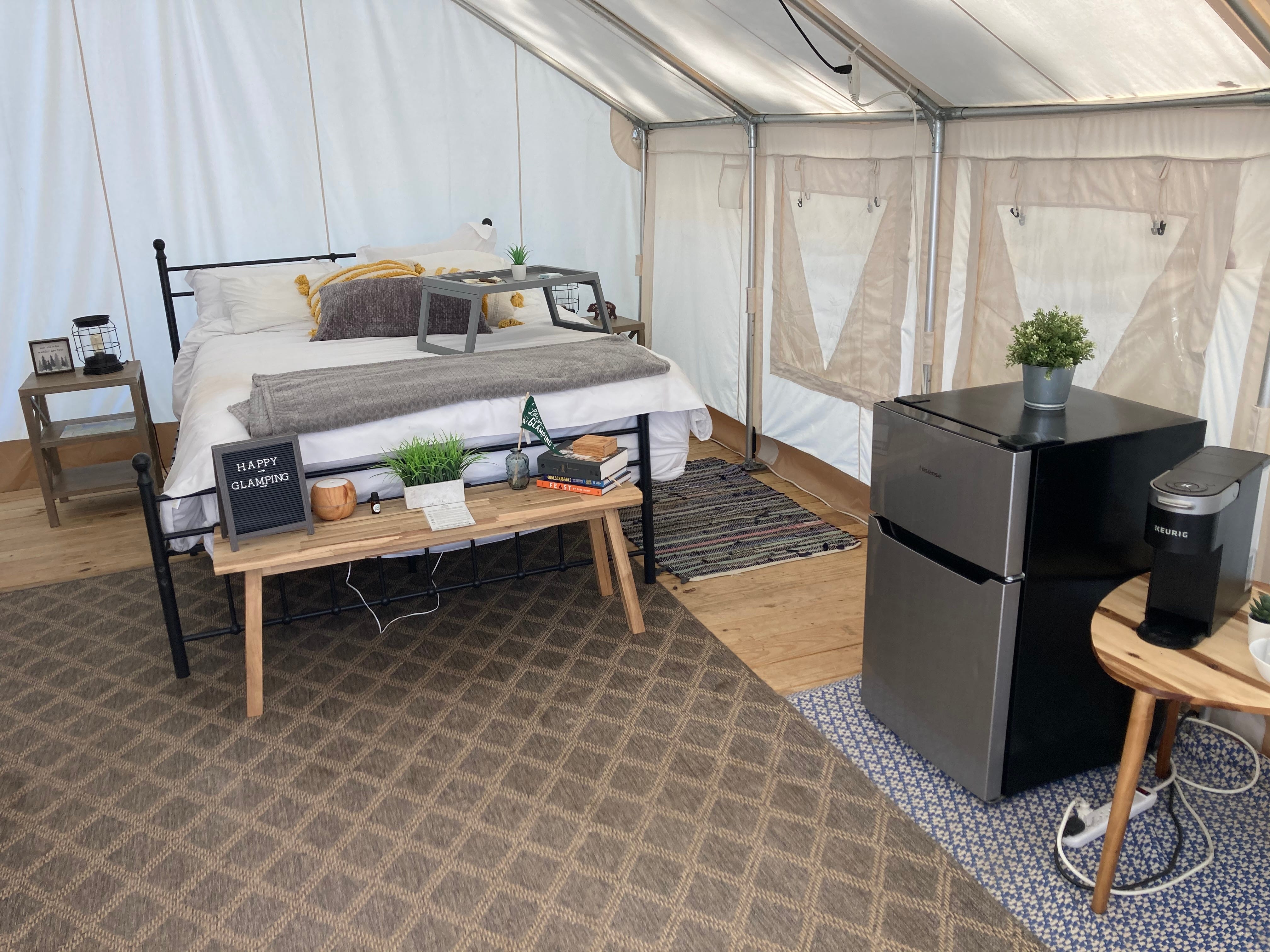 Interior of Timberline family glamping tent