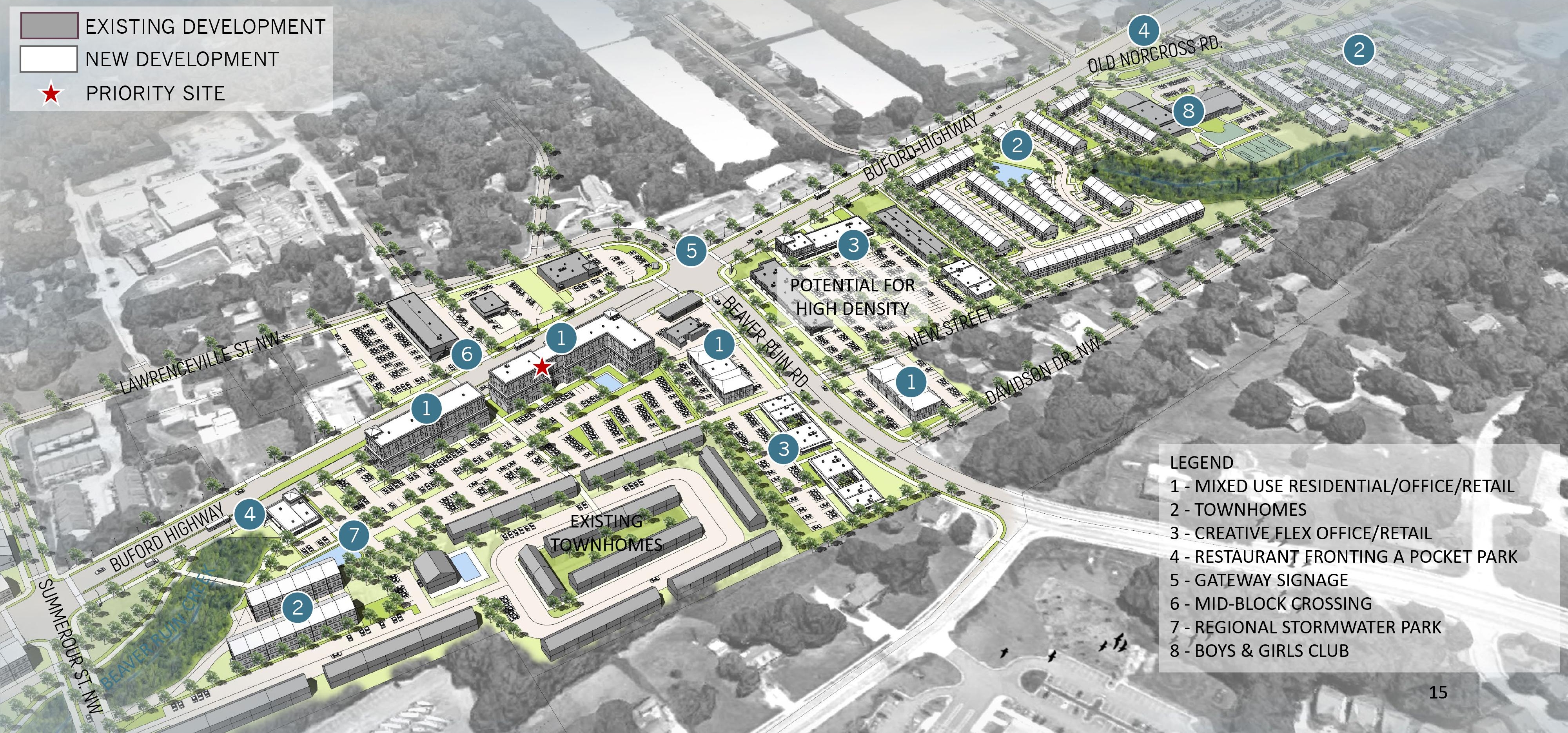 The northern end of Buford Highway in Norcross. City officials are weighing townhomes and mixed-use space near Beaver Ruin Road on the highway. (Courtesy City of Norcross)