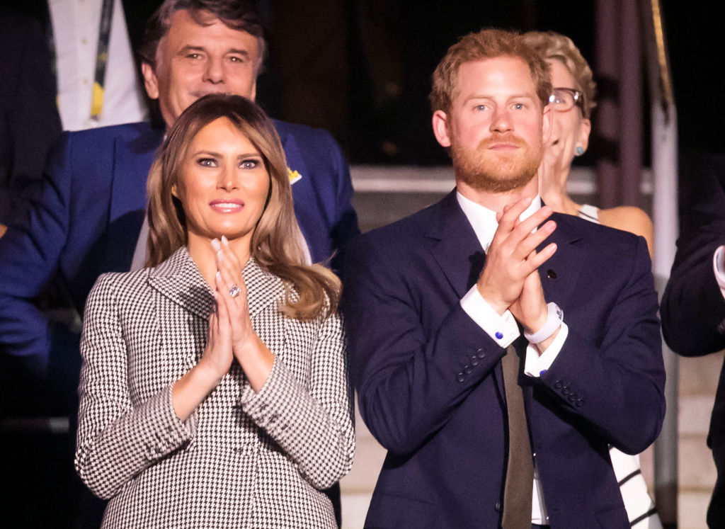 First Lady Melania Trump sits next to Prince Harry at the opening ceremony the 2017 Invictus Games at the Air Canada Centre in Toronto, Canada.