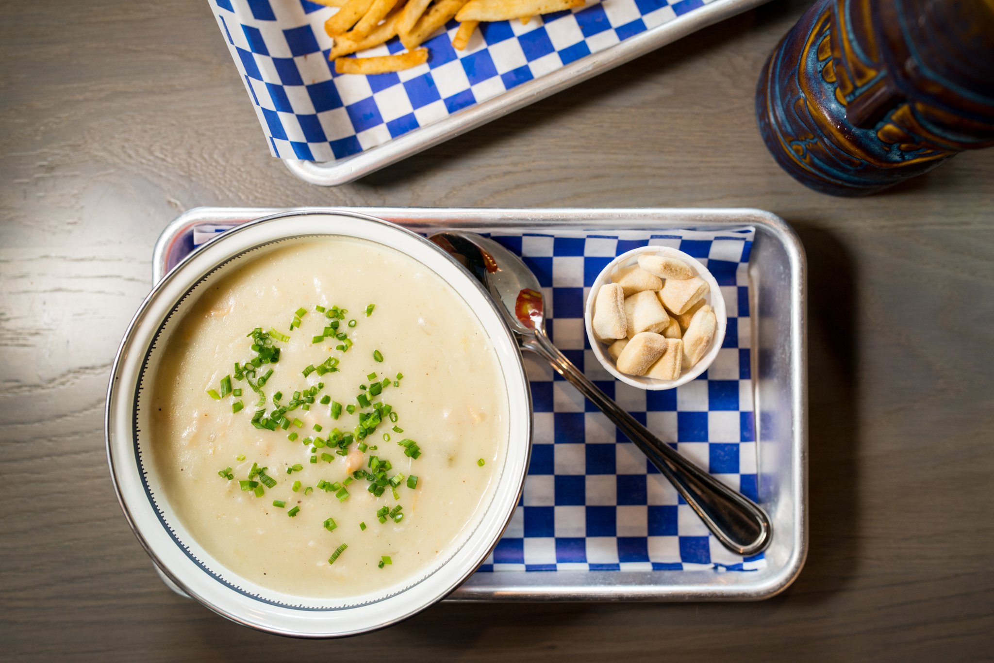 Clam Chowder bowl with house-made oyster crackers. Photo credit- Mia Yakel.