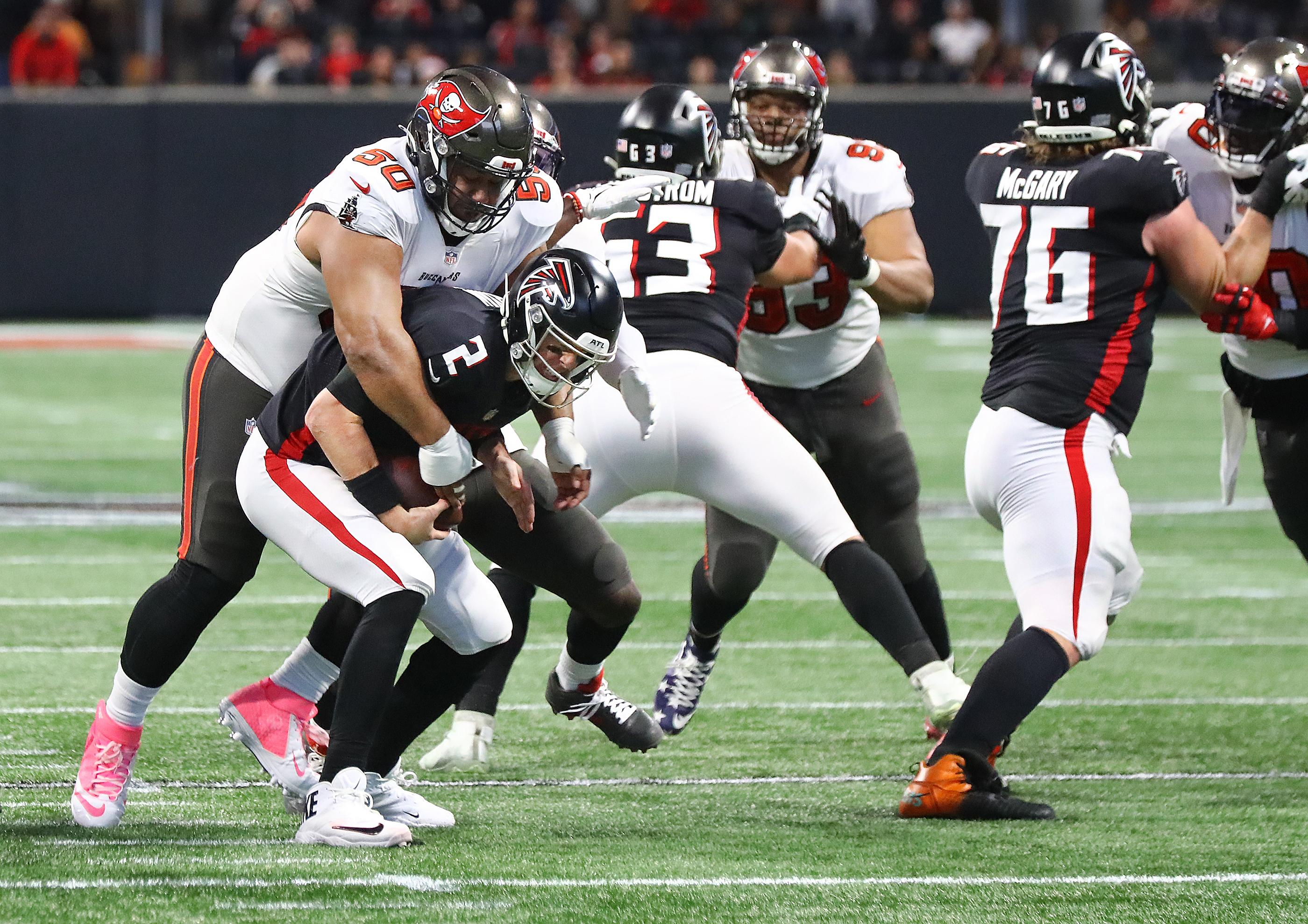 Falcons DL Grady Jarrett sacks Commanders QB Sam Howell