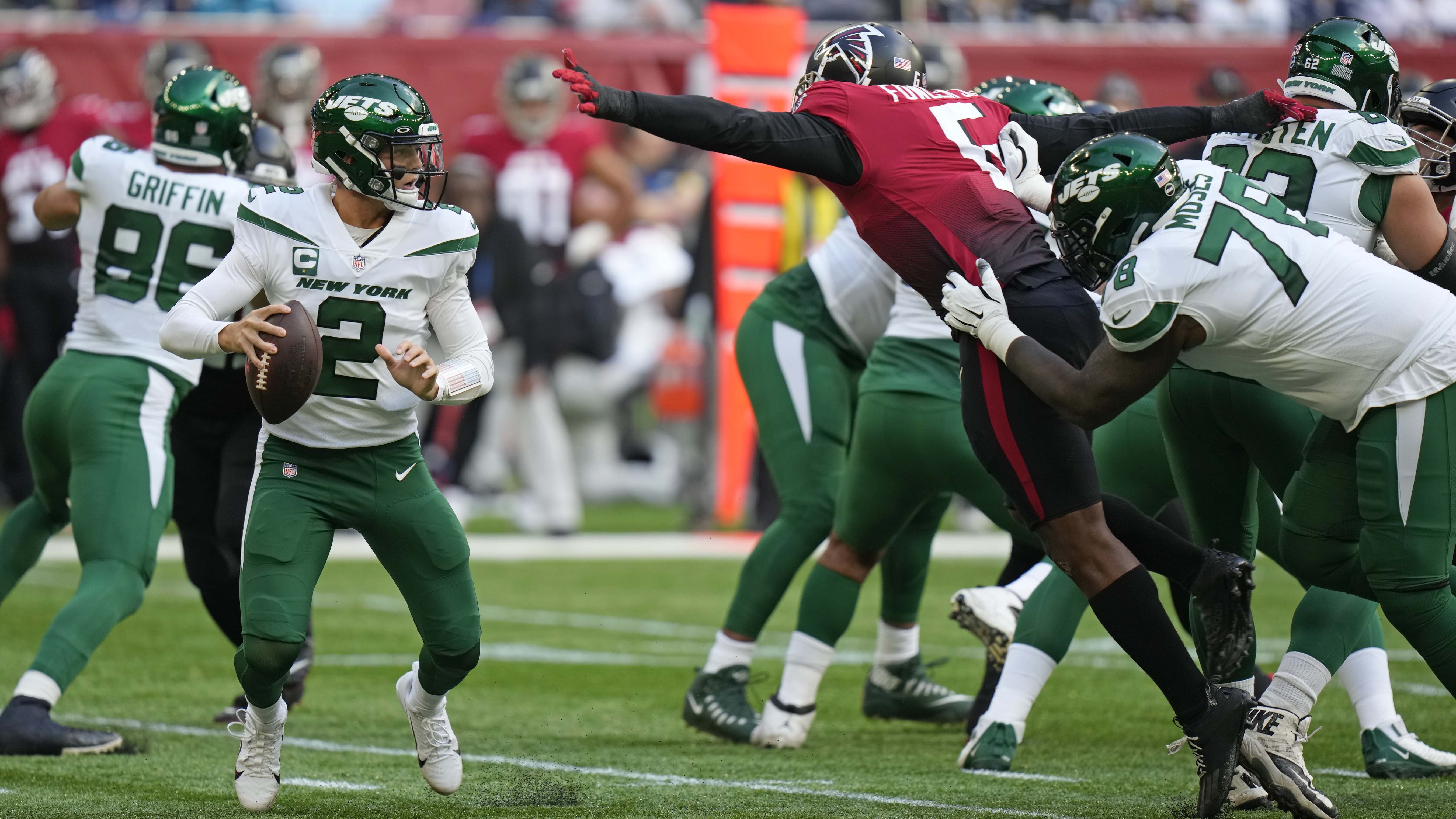 New York Jets defensive tackle Quinnen Williams vs. Atlanta Falcons wide  receiver Calvin Ridley