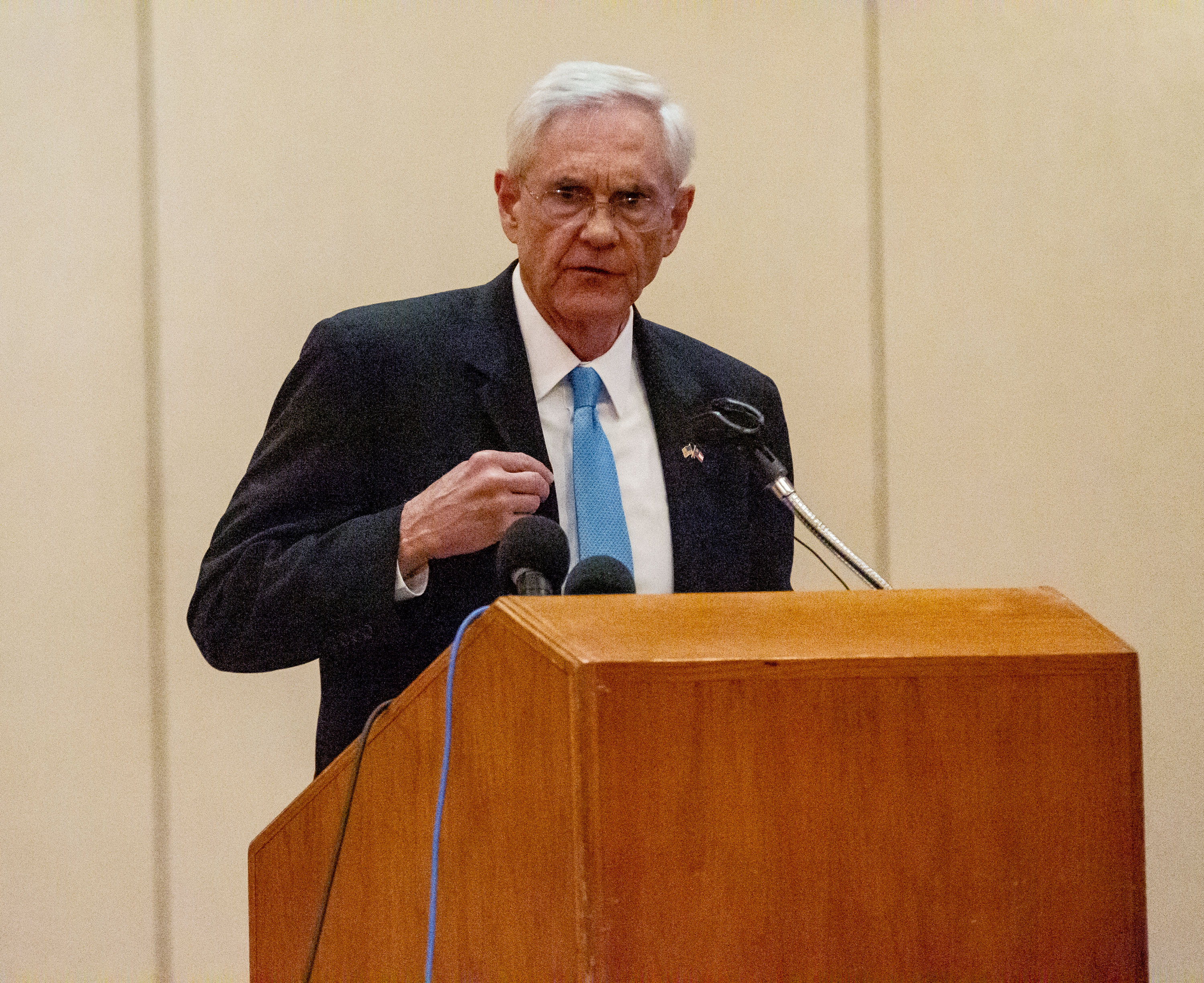 Bill Stephens — CEO of the Stone Mountain Memorial, speaks at a meeting at the Evergreen Conference Center at Stone Mountain Park. STEVE SCHAEFER FOR THE ATLANTA JOURNAL-CONSTITUTION