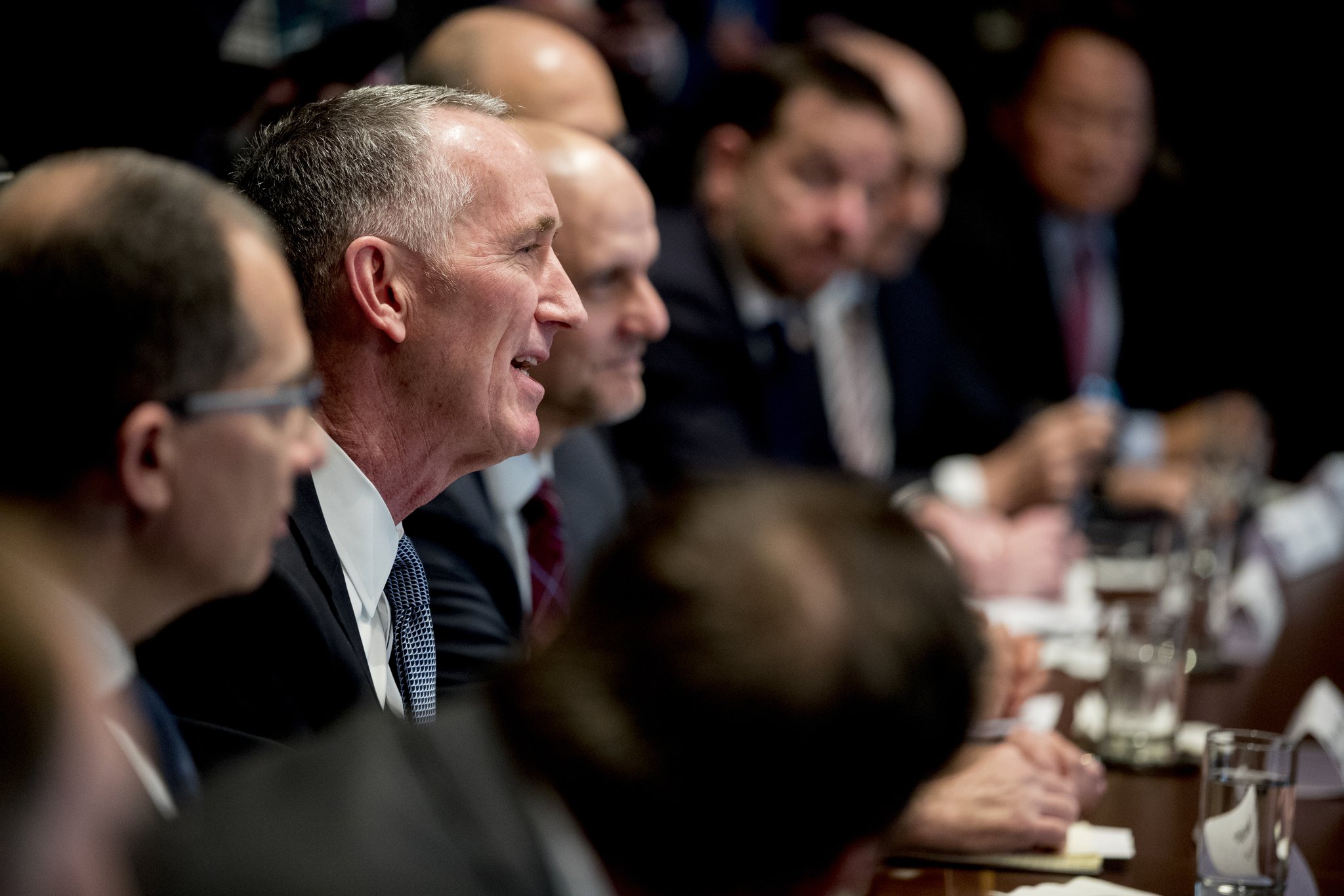 Gilead Sciences CEO Daniel O’Day spoke in March at a meeting with President Donald Trump, members of the Coronavirus Task Force, and pharmaceutical executives. Gilead is the pharmaceutical giant that makes remdesivir, an experimental coronavirus treatment. (AP Photo/Andrew Harnik)