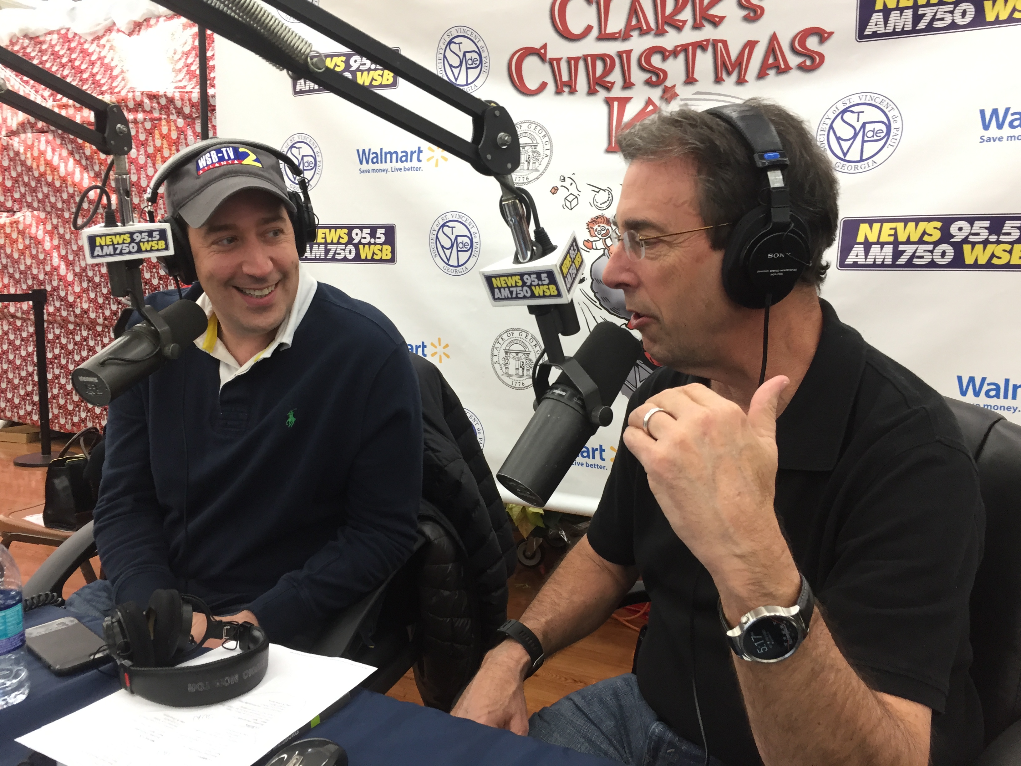 Mark Arum guest hosts with Clark Howard during the drive on December 9, 2016. CREDIT: Rodney Ho/ rho@ajc.com