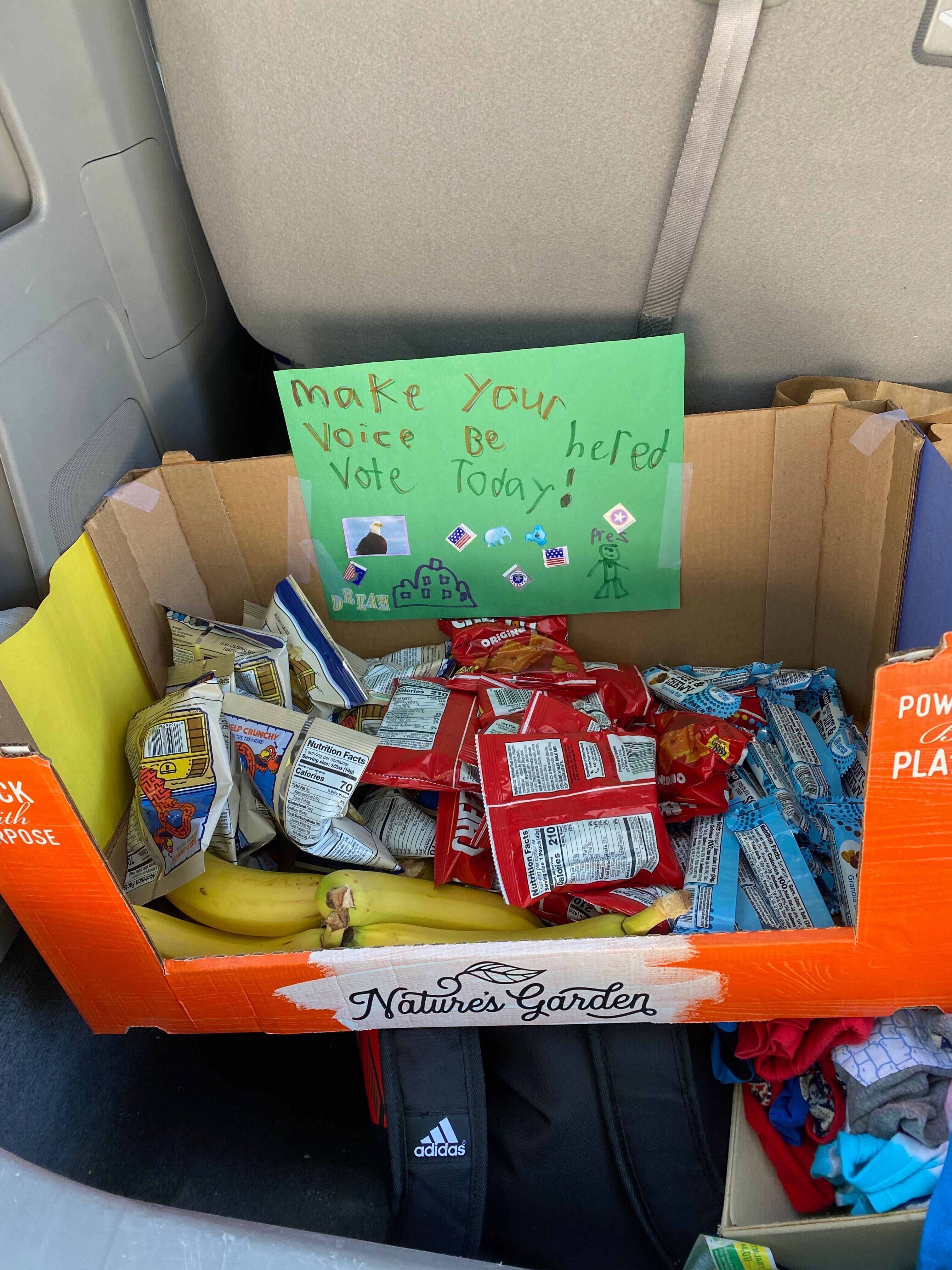 Kate Carpenter bought snacks to hand out to people in line at the polls. (Courtesy of Kate Carpenter)