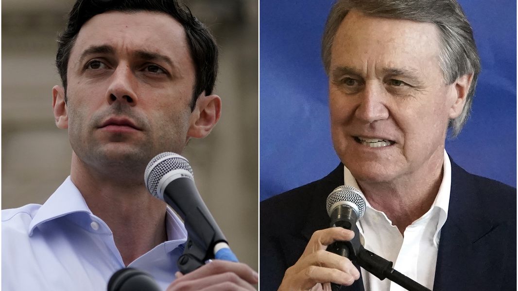 Incumbent Sen. David Perdue, right, and Republican groups have accused Democrat Jon Ossoff, left, of accepting money from China’s communist government. The money in question was $5,000 in broadcast licensing fees received by Ossoff's filmmaking firm from a Hong Kong media company.