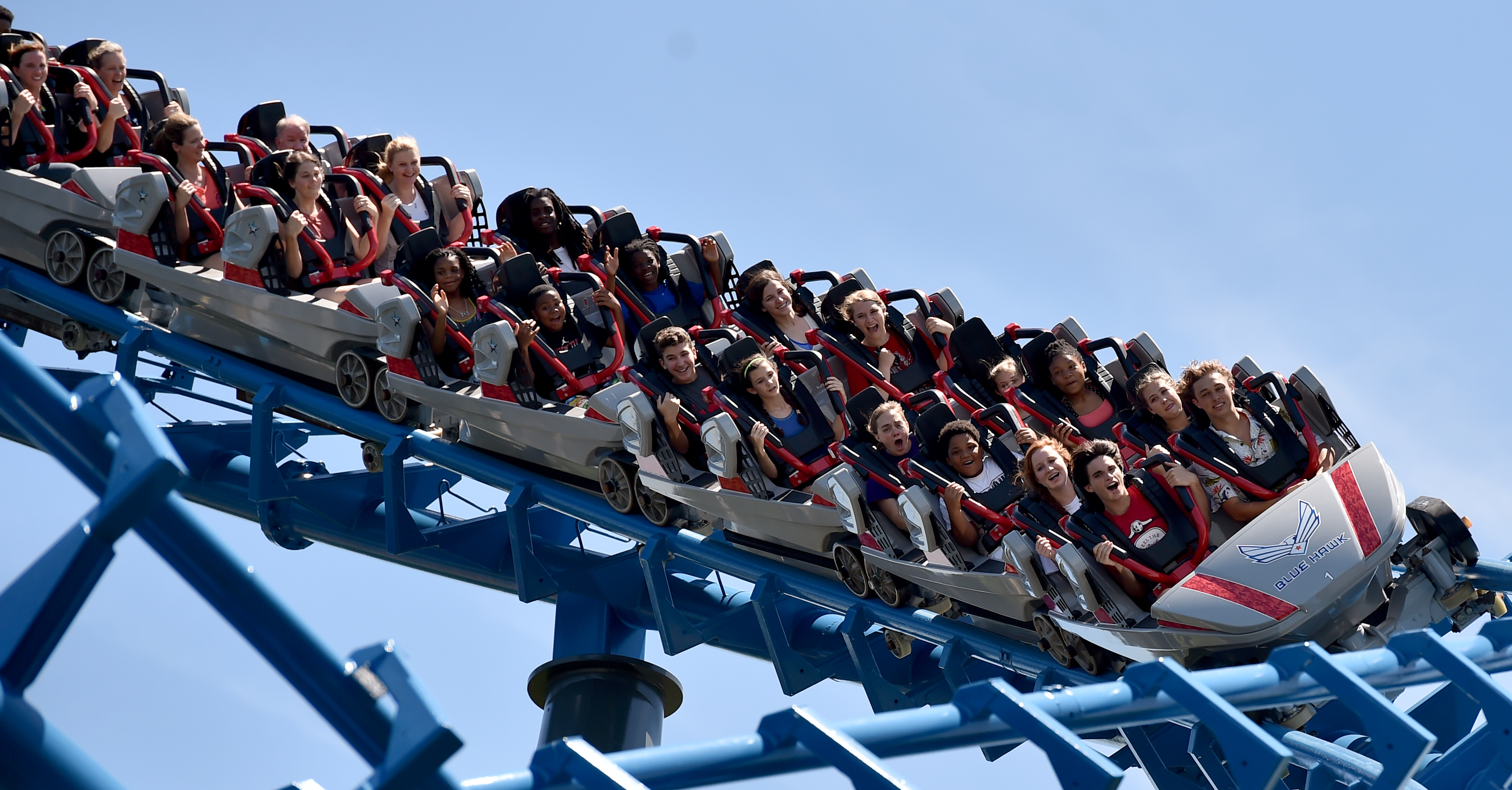 Photos Six Flags debuts renovated Blue Hawk ride