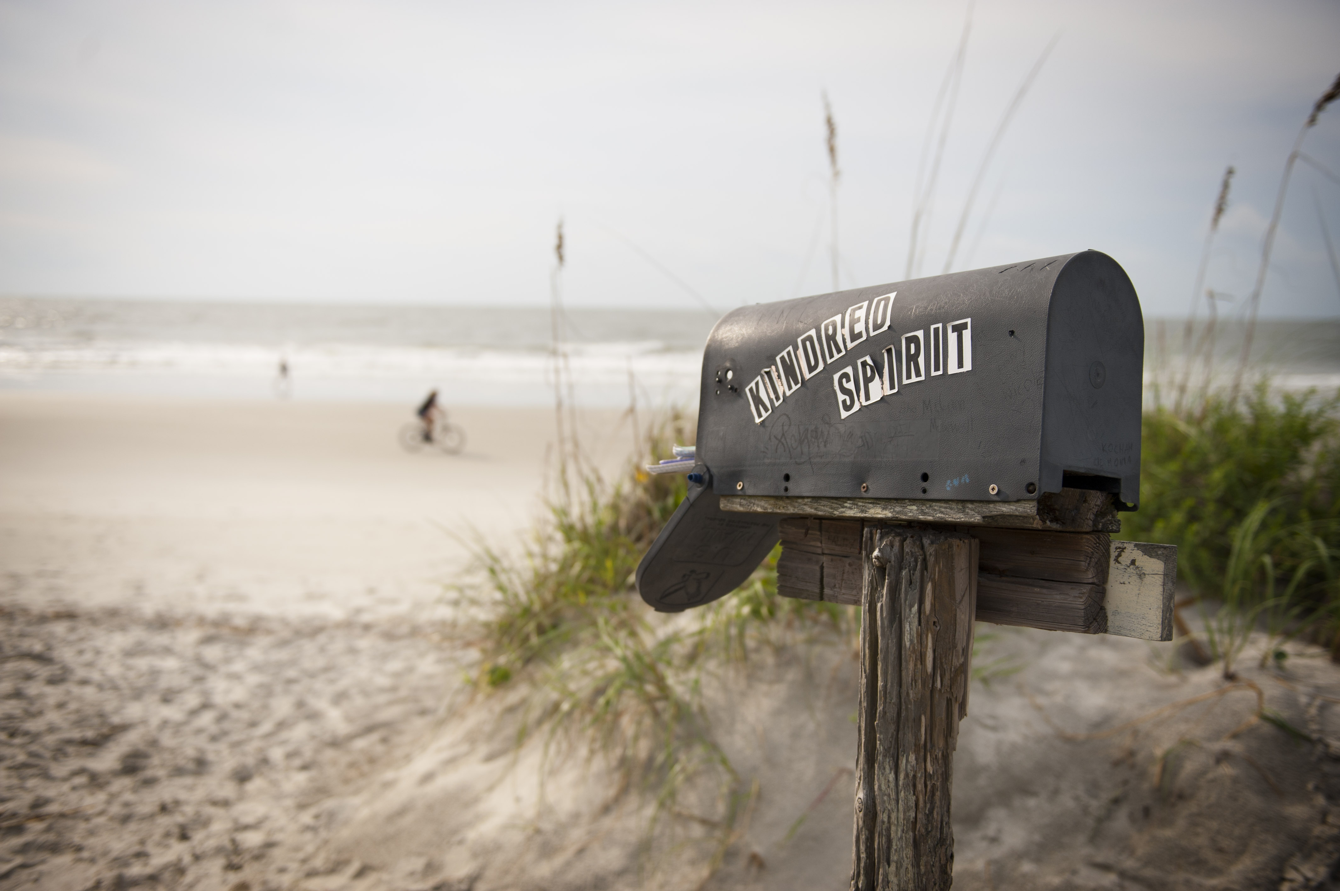 The Kindred Spirit Mailbox is a solitary oasis for writing notes and reading those left by others in the dunes of North Carolina's remote Bird Island Coastal Reserve."
Courtesy of North Carolina's Brunswick Islands