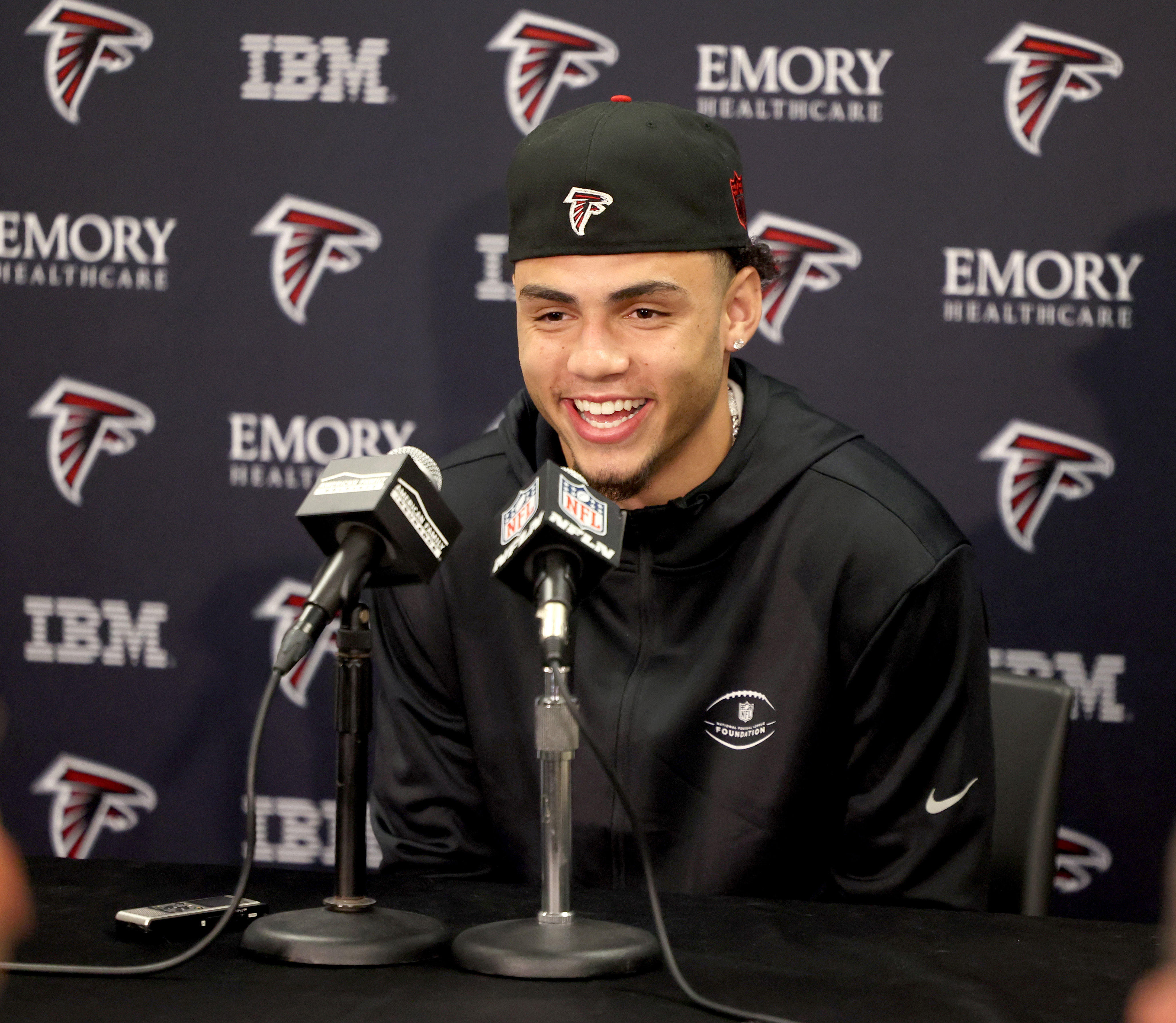 Falcons' Drake London, relaxed off the field, becomes something else on it