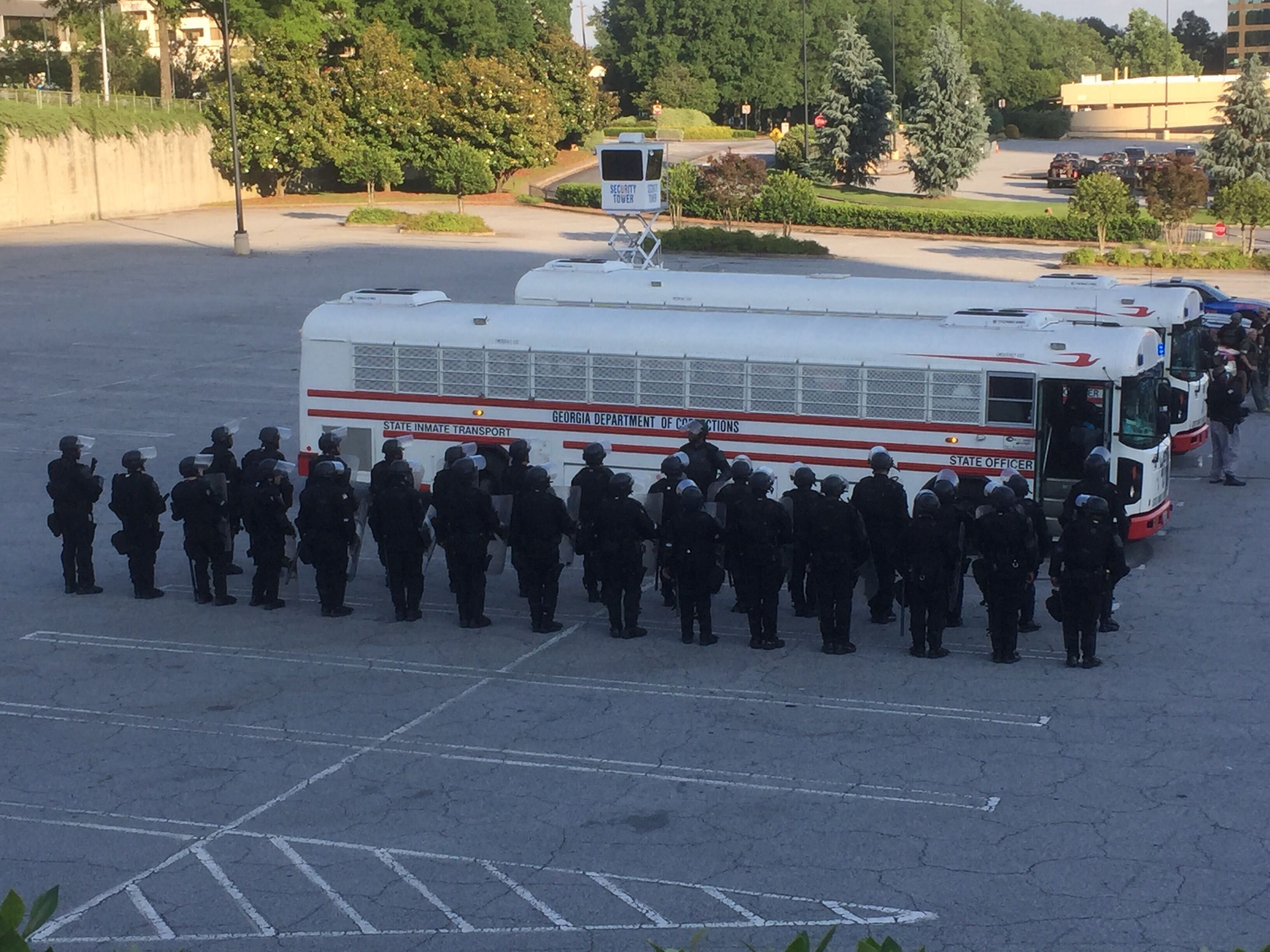 State agencies use Lenox Square as a staging area Saturday evening May 30, 2020.