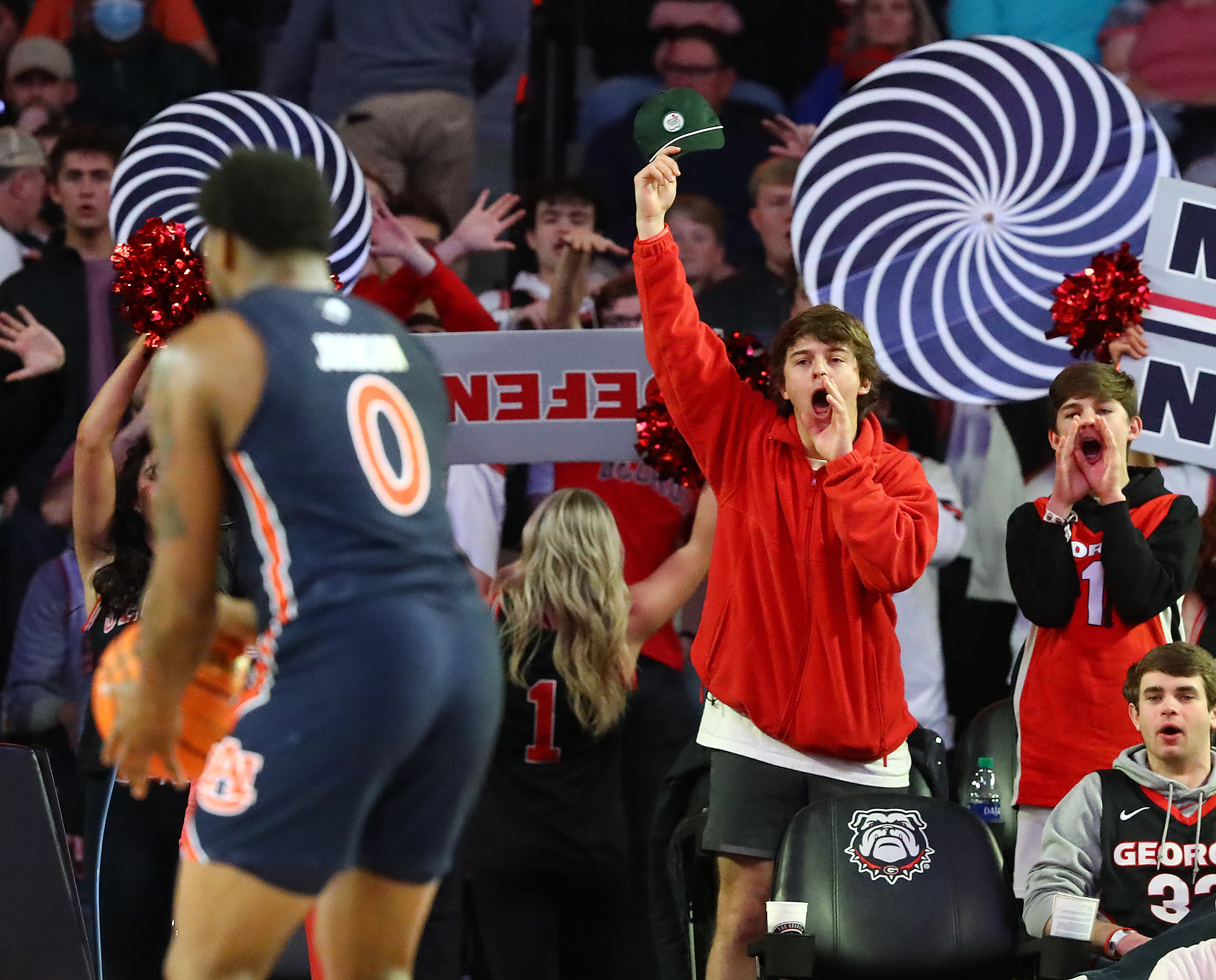 Georgia fans taunt former player K.D. Johnson at the free-throw line for Auburn on Saturday, Feb. 5, 2022, in Athens. “Curtis Compton / Curtis.Compton@ajc.com”`
