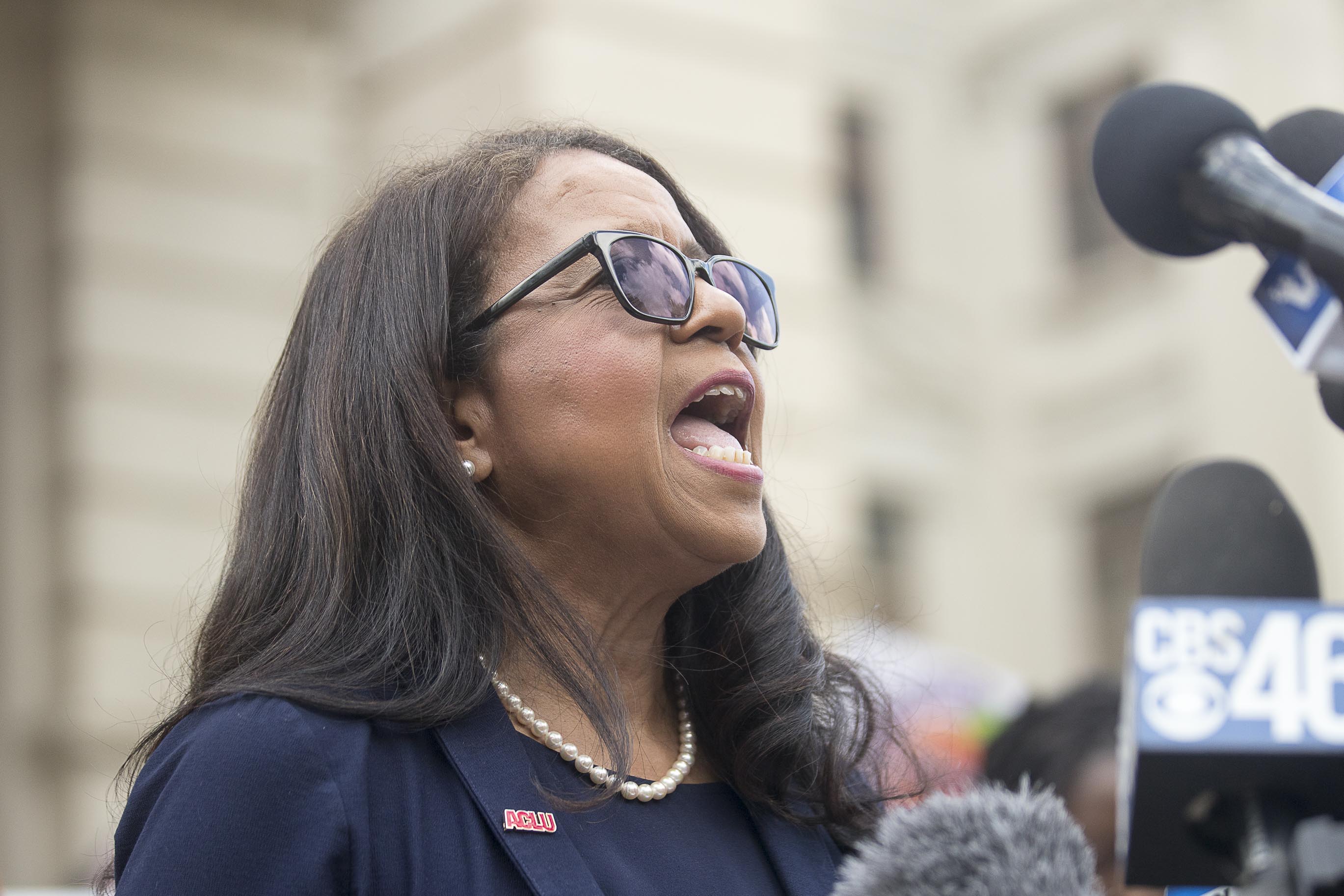 Andrea Young, executive director of ACLU of Georgia, speaks during an pro-choice rally outside the state Capitol following Gov. Brian Kemp’s signing of HB 481 in Atlanta in May. ALYSSA POINTER/ALYSSA.POINTER@AJC.COM
