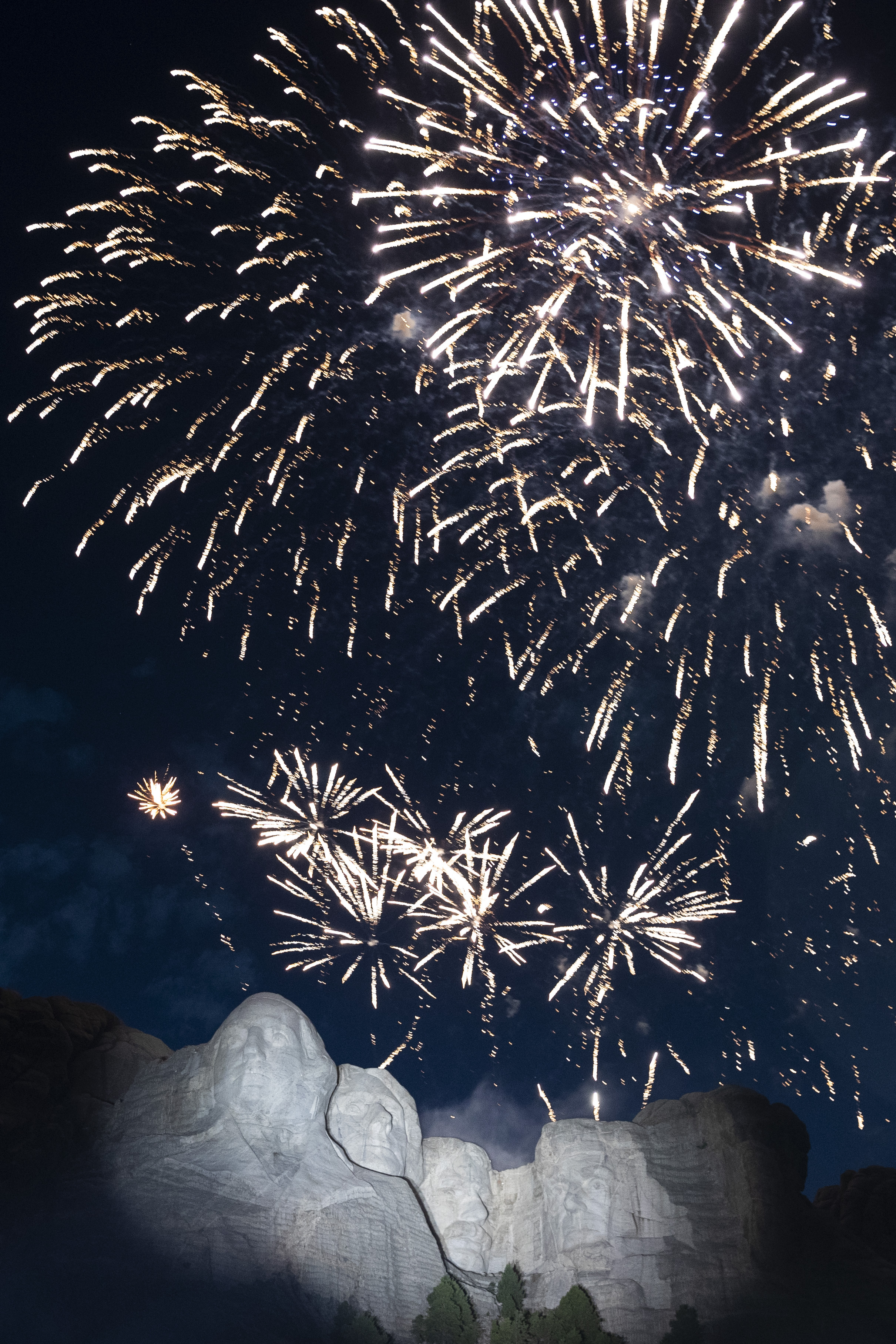 Fireworks light the sky at Mount Rushmore National Memorial on Friday after President Donald Trump spoke.