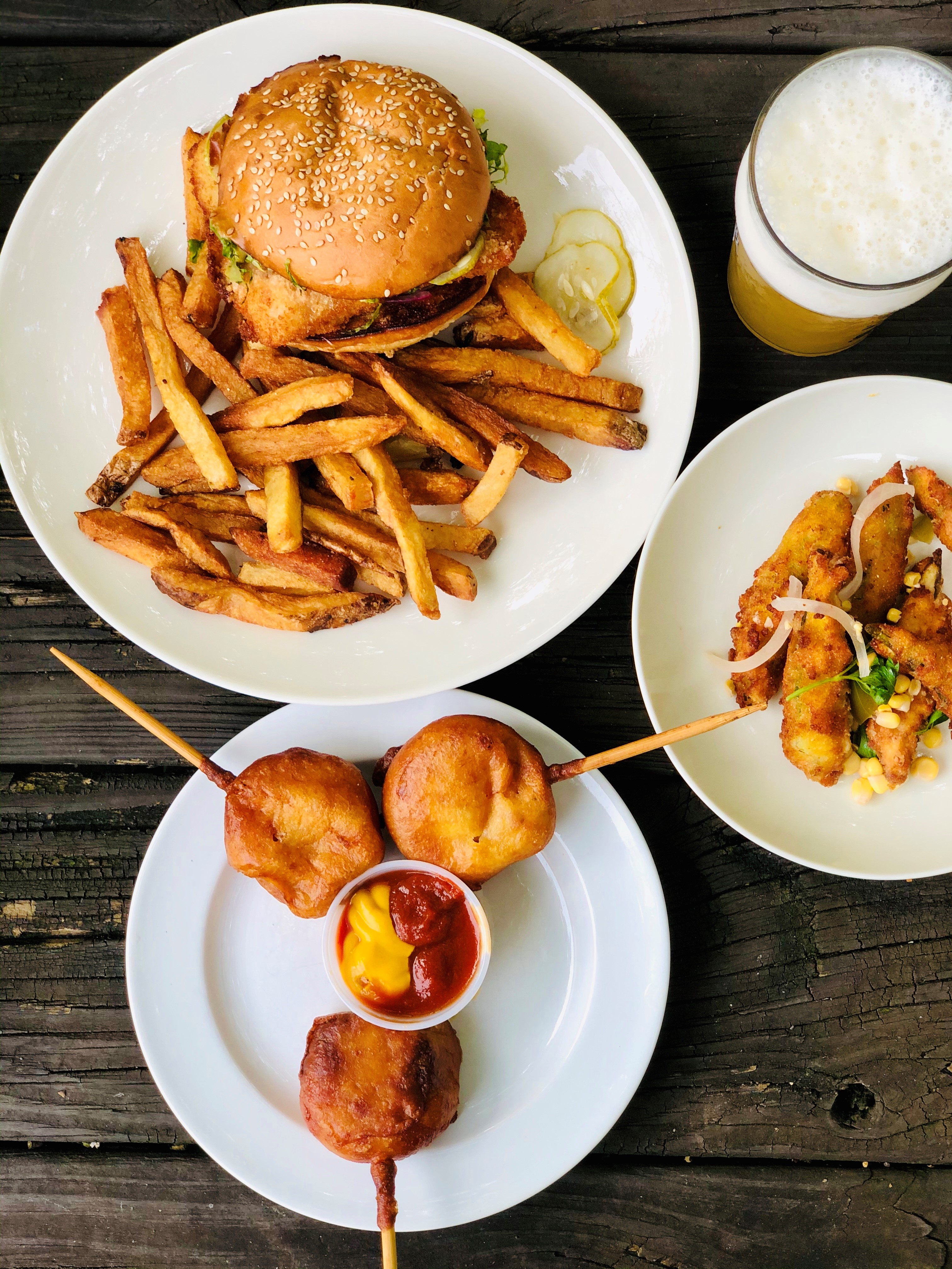 Takeout from Wrecking Bar: crispy cod sandwich with fries, corn pups, fried okra and the Juice Willis: What’s Just Hoppened IPA.
CONTRIBUTED BY WENDELL BROCK