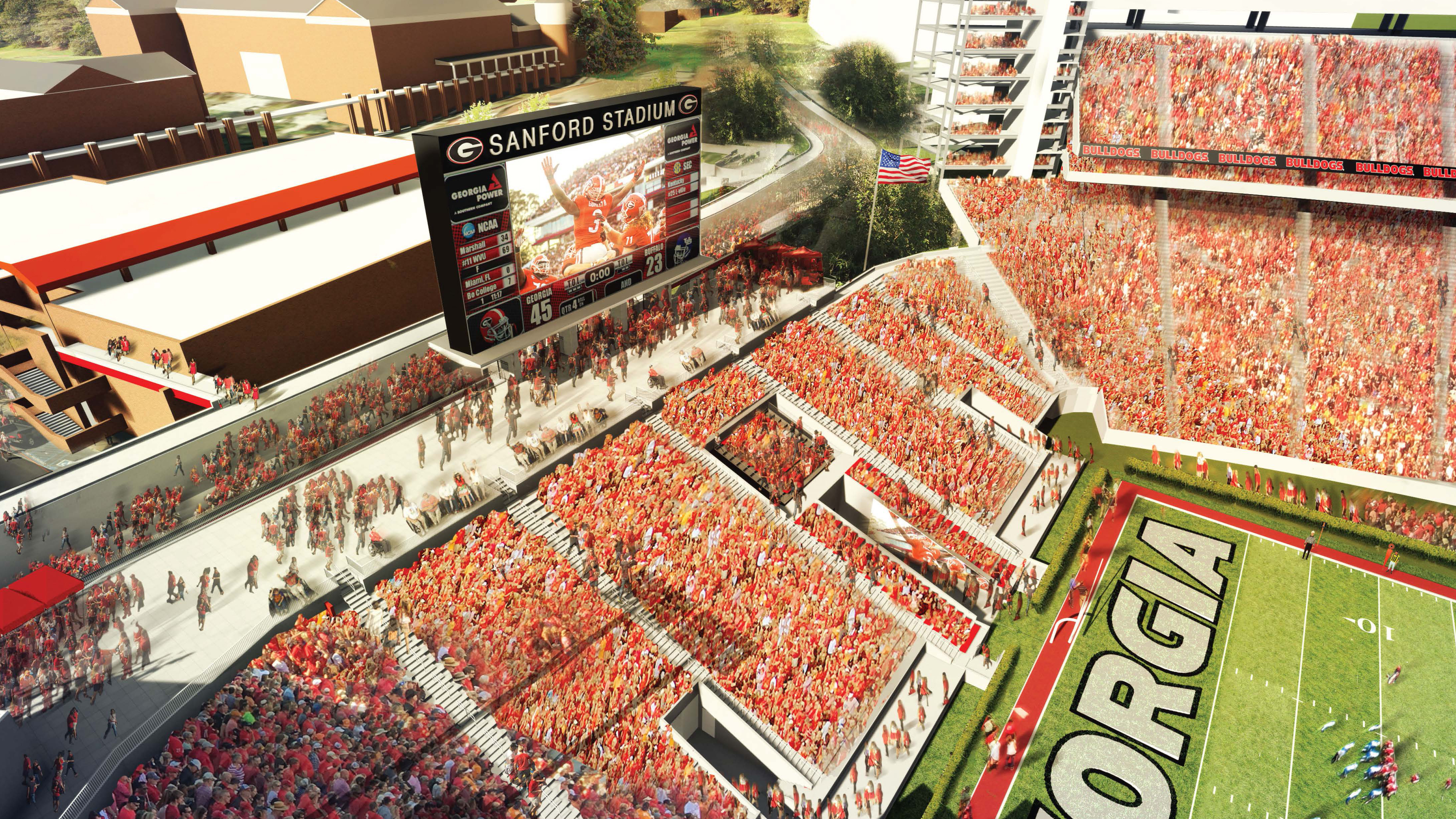 Sanford Stadium S New Board Debuts On G Day