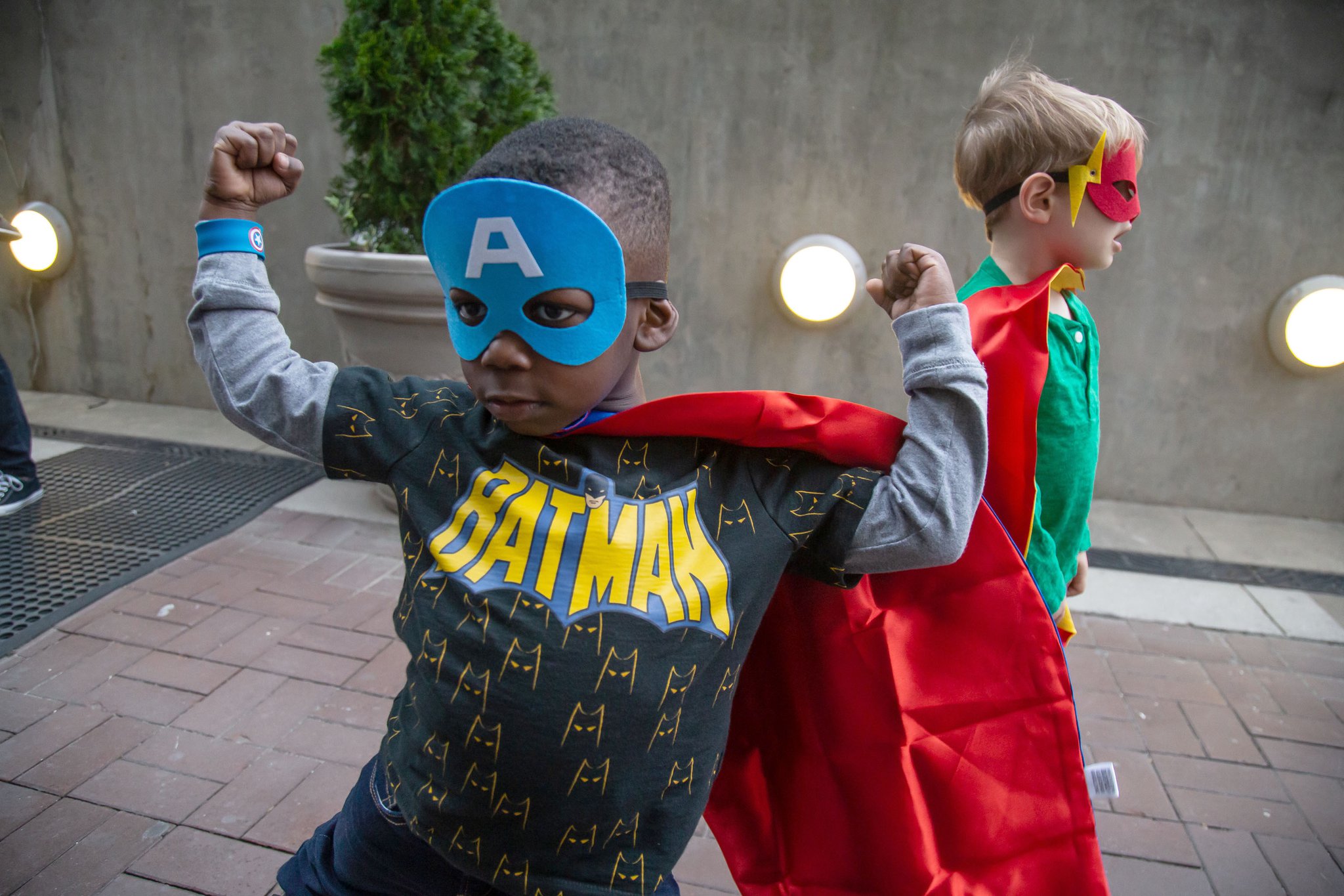Wyatt Persons shows off his superhero costume before the start of the Superhero Science Night at the Children’s Museum of Atlanta Saturday, March 9, 2019. STEVE SCHAEFER / SPECIAL TO THE AJC