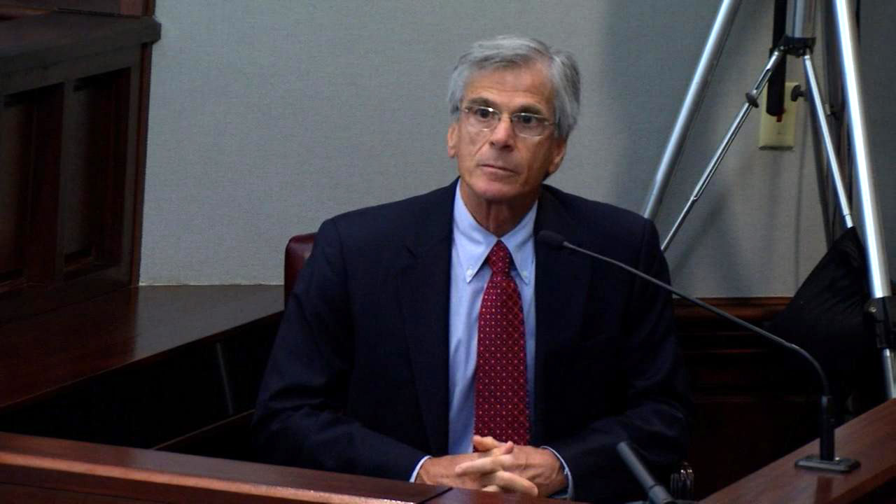 Brian Frist, who in 2014 was the Cobb County Chief Medical Examiner, testifies during the murder trial of Justin Ross Harris at the Glynn County Courthouse in Brunswick, Ga., on Tuesday, Oct. 18, 2016. (screen capture via WSB-TV)