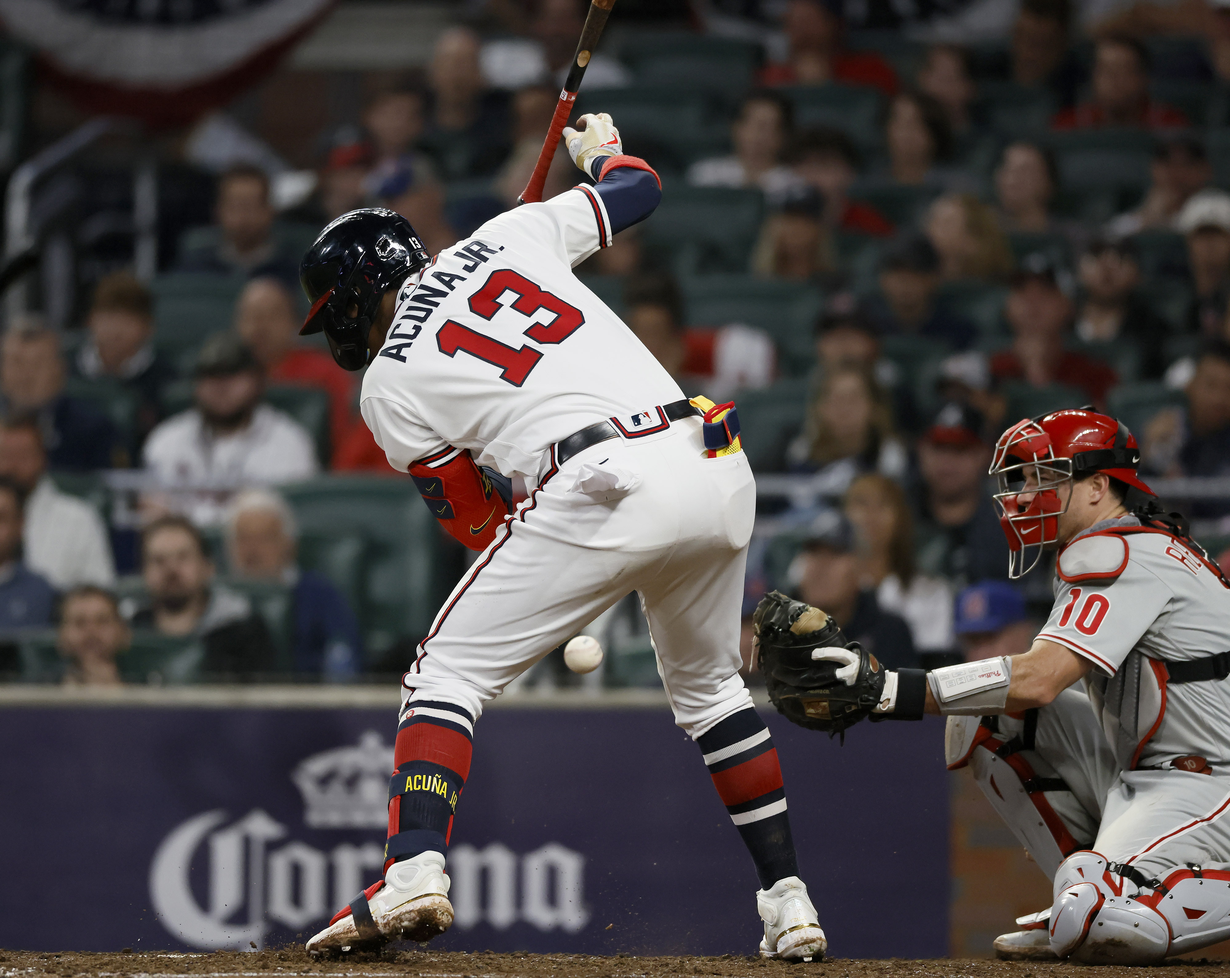 Acuña nears becoming 1st 40-60 player, homers twice on bobblehead night as  Braves beat Phillies 9-3 - The Augusta Press