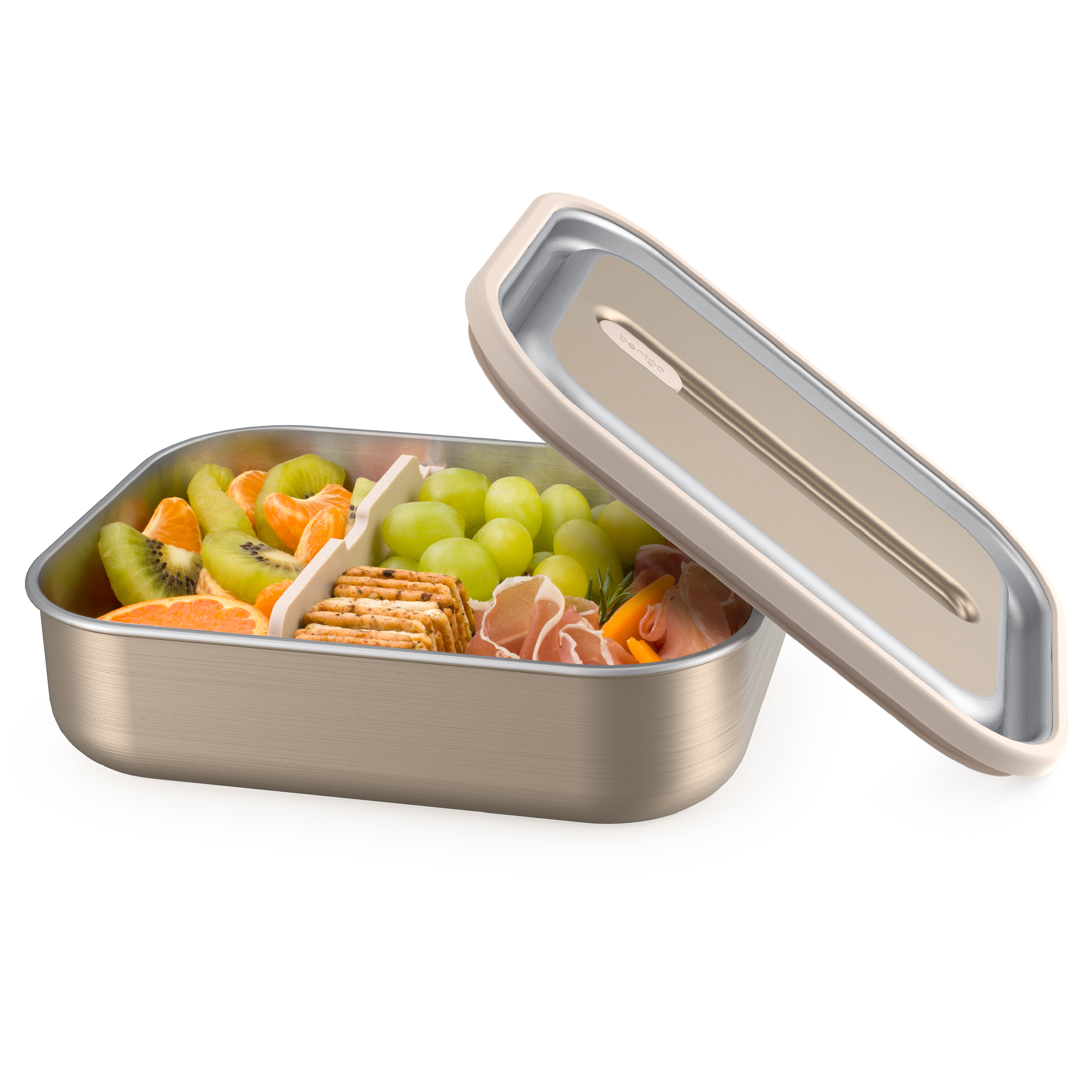 A delicious lunch is safely packed in a Bentgo stainless steel container.  (Courtesy of Bentgo)