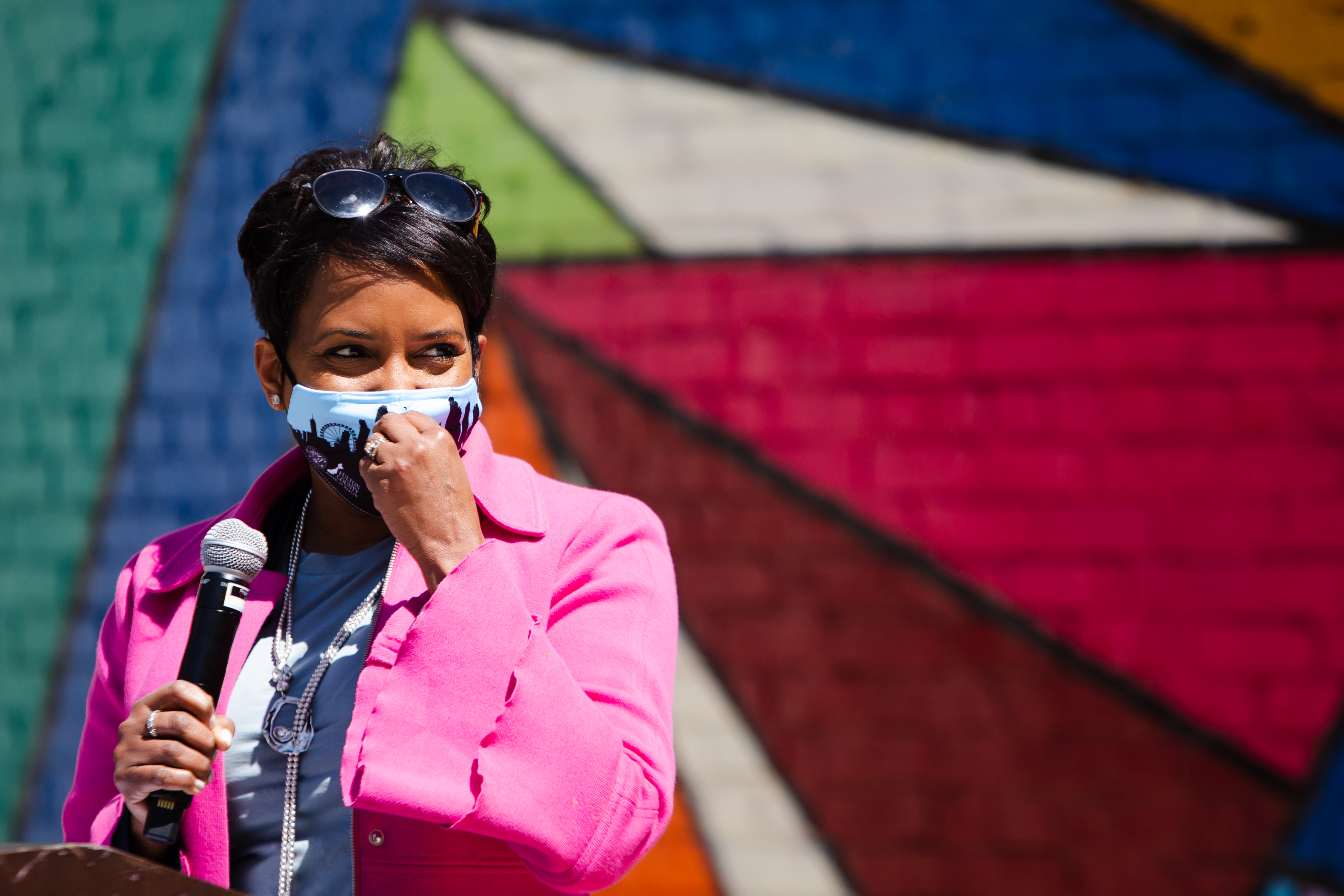 Mayor Keisha Lance Bottoms speaks during the ribbon-cutting ceremony for the At-Promise Center in Atlanta's Pittsburgh community.