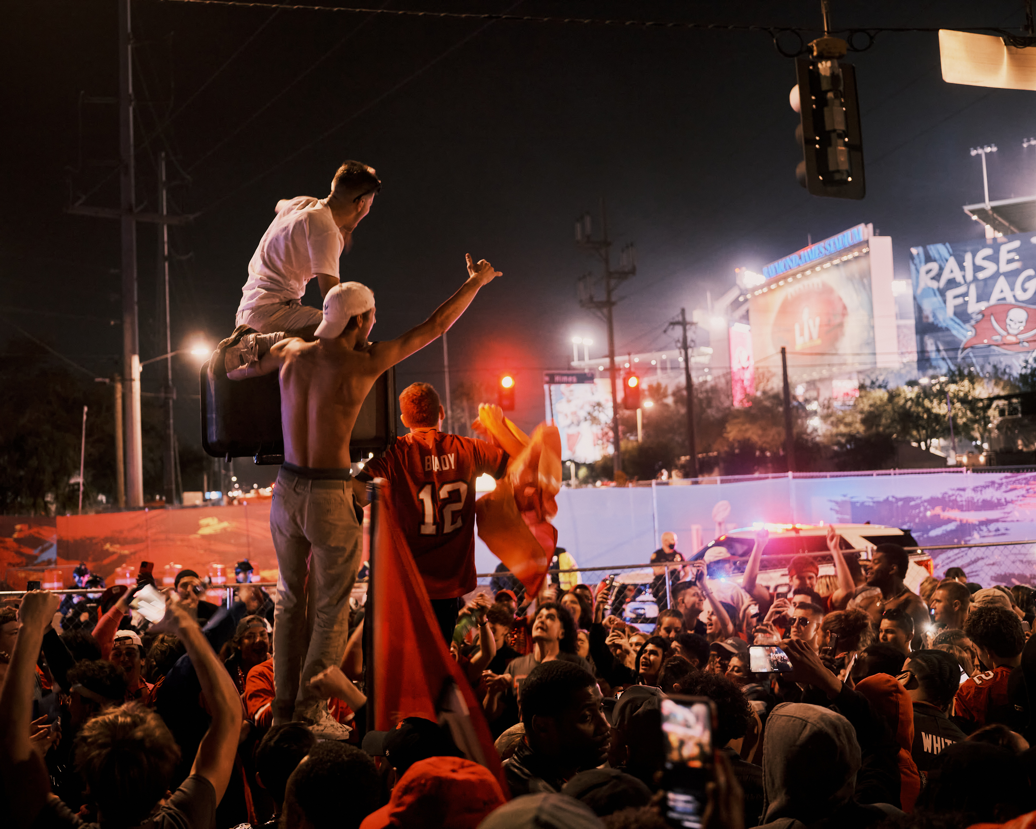 Throngs Of Maskless Fans Celebrate Bucs' Super Bowl Win In Streets