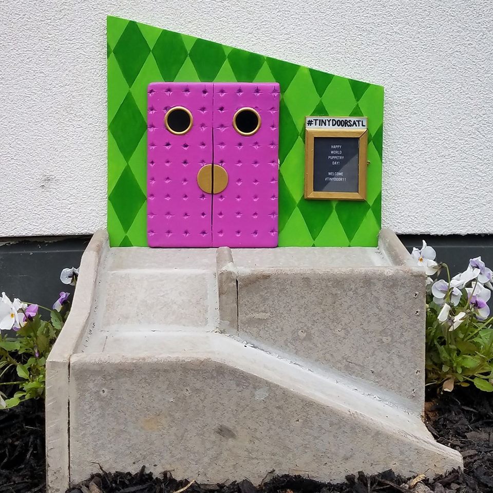 One of the small public art installments created by Tiny Doors ATL. Door #11, located at the Center for Puppetry Arts in Atlanta, includes a tiny wheelchair ramp to highlight the importance of accessibility. Photo courtesy of Tiny Doors ATL