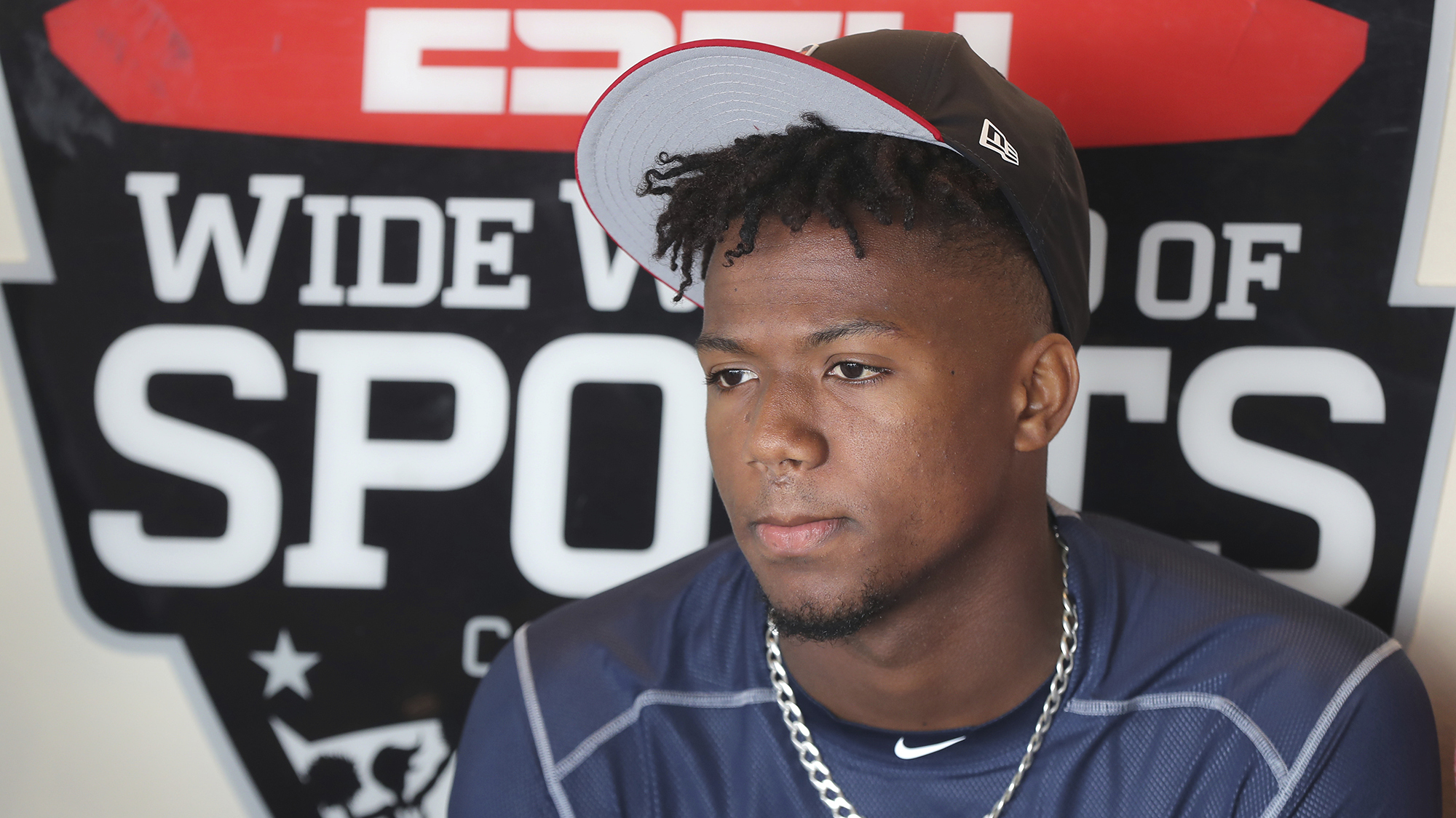 Atlanta Braves right fielder Ronald Acuna Jr. (13) wears a Memorial Day  patch on his uniform
