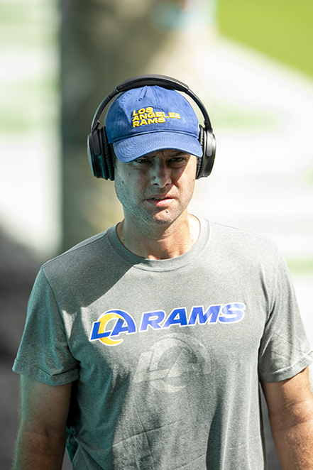 Los Angeles Rams defensive coordinator Brandon Staley on the field before the Rams take on the Miami Dolphins on Sunday, Nov. 1, 2020, in Miami Gardens, Fla. (Doug Murray/AP)